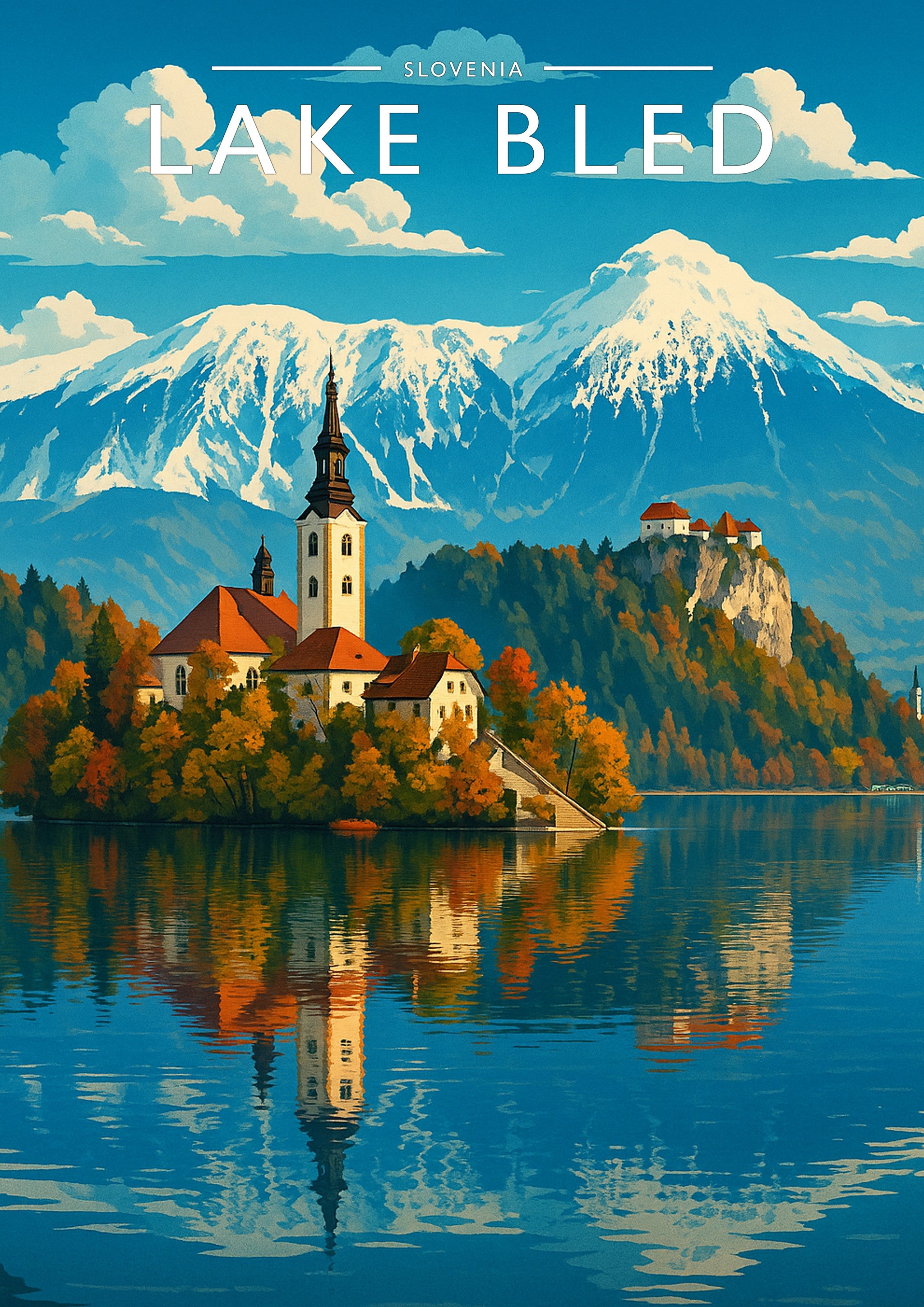 Lake Bled Travel Poster - A4 travel poster print