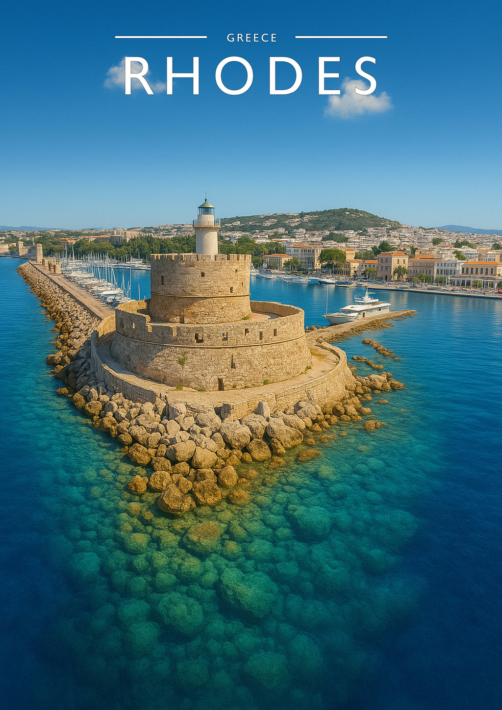 Rhodes Travel Poster - A4 travel poster print