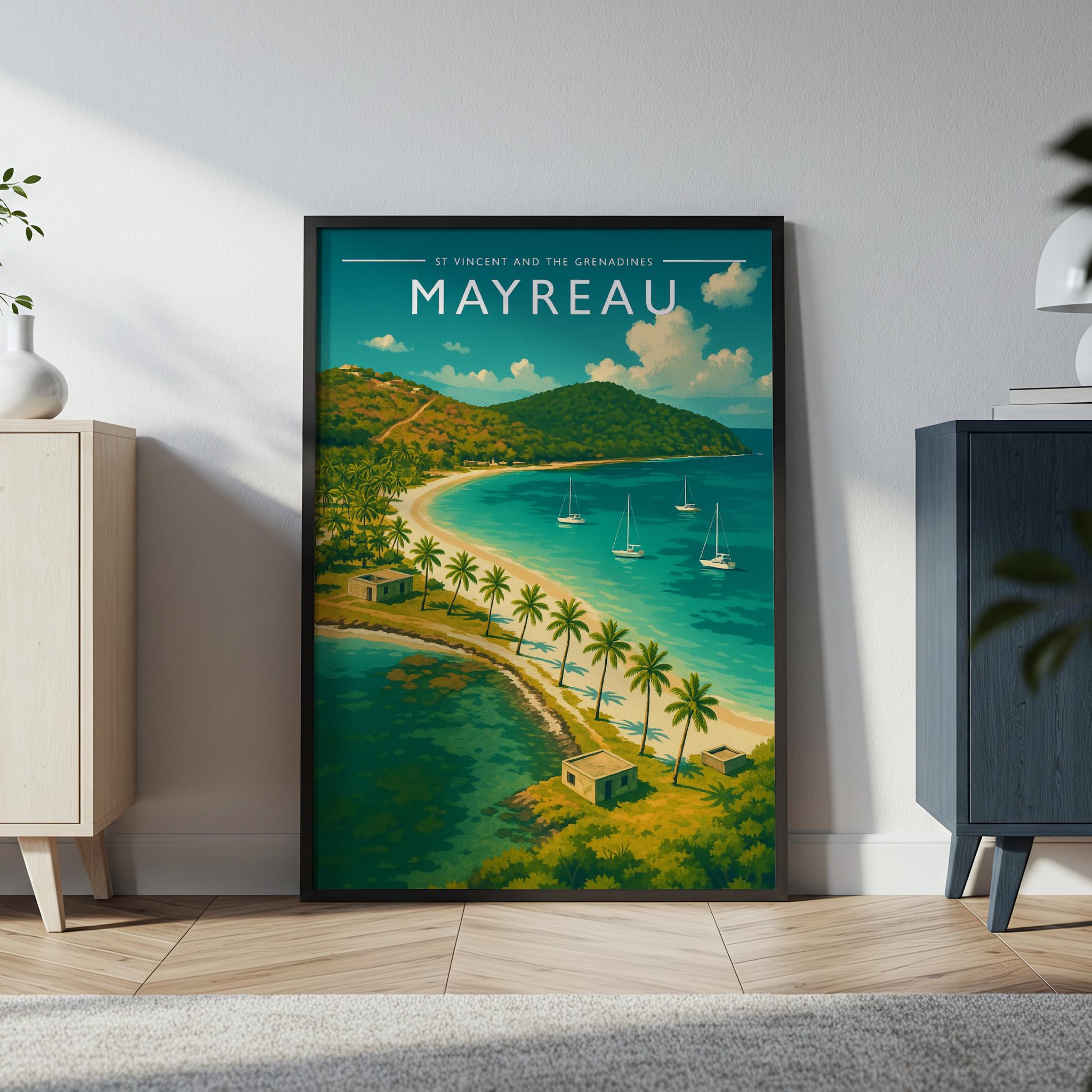 Mayreau Travel Poster in a black frame
