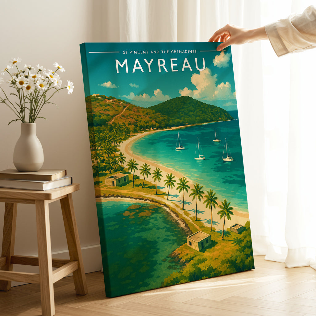 Mayreau Travel Poster as a gallery-wrapped canvas