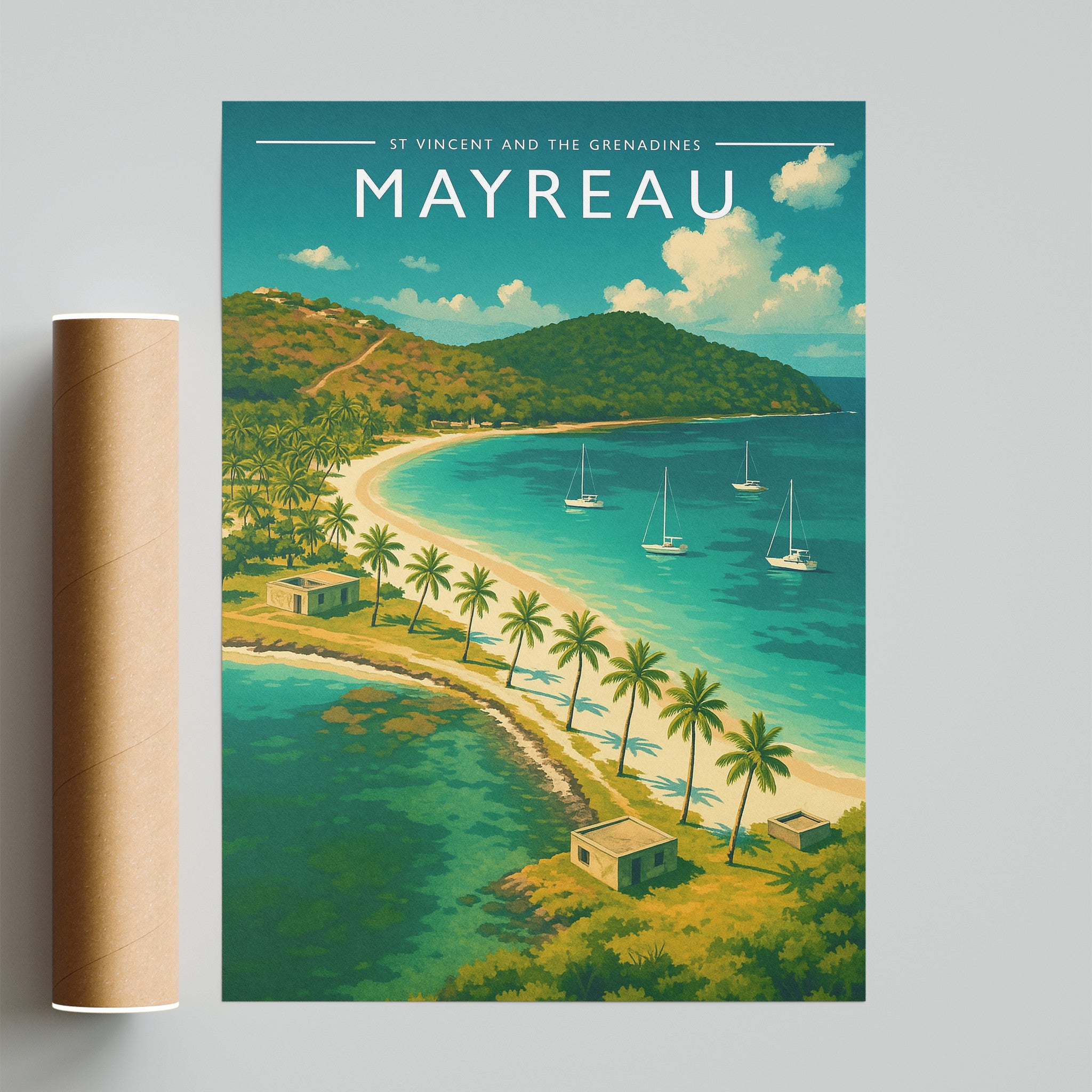 Mayreau Travel Poster - fine art print with shipping tube