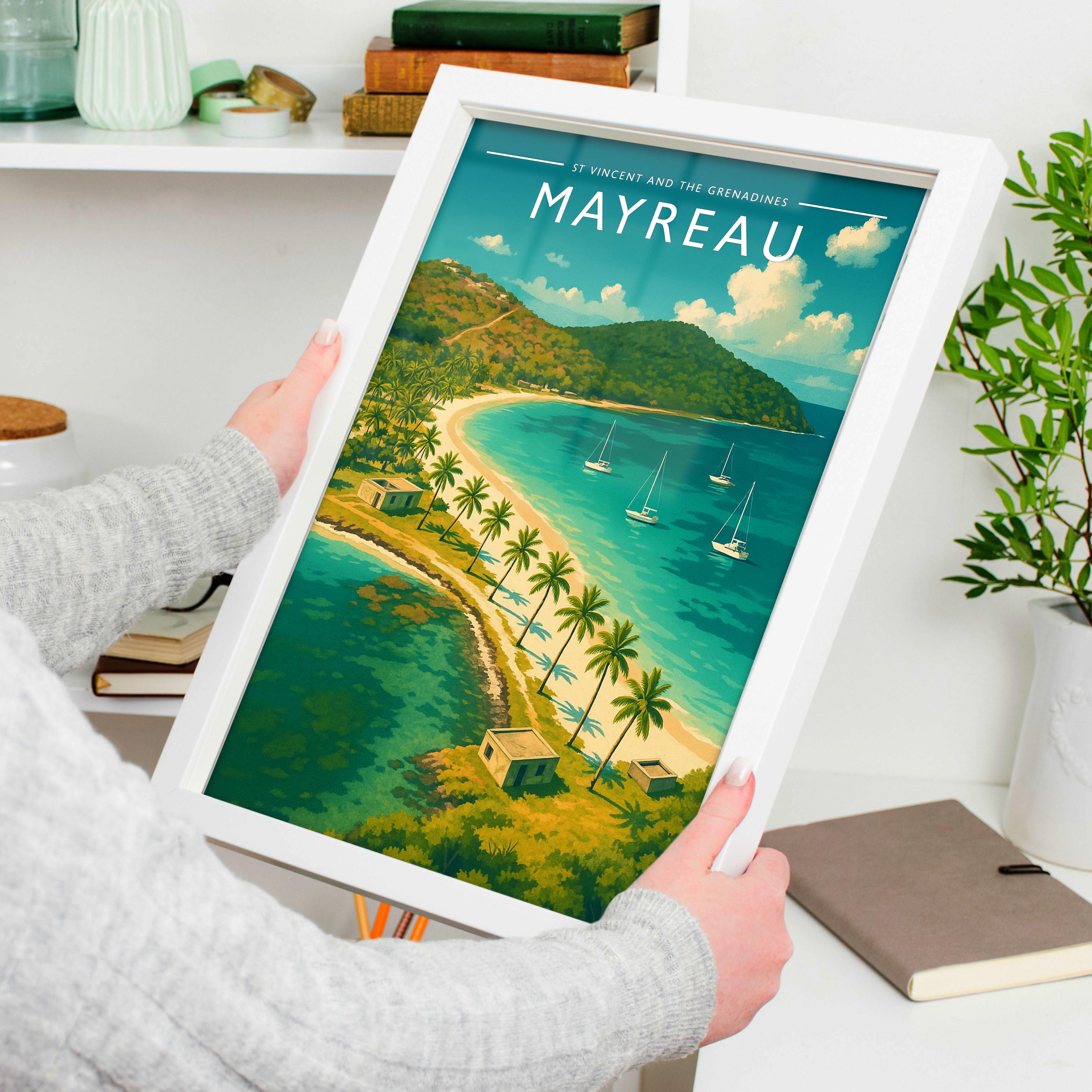 Mayreau Travel Poster held in a white frame