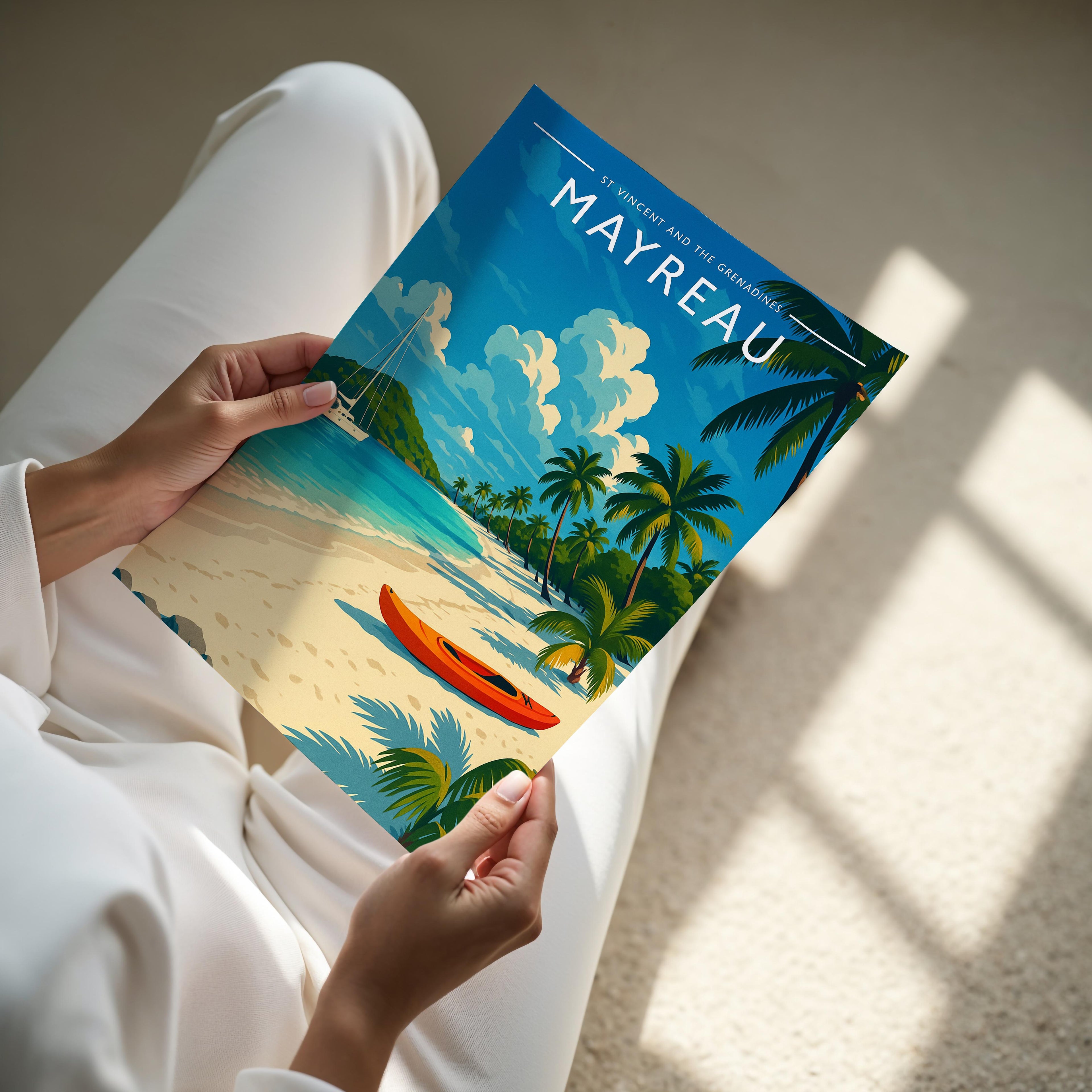Mayreau #2 Travel Poster - A4 print held in hand