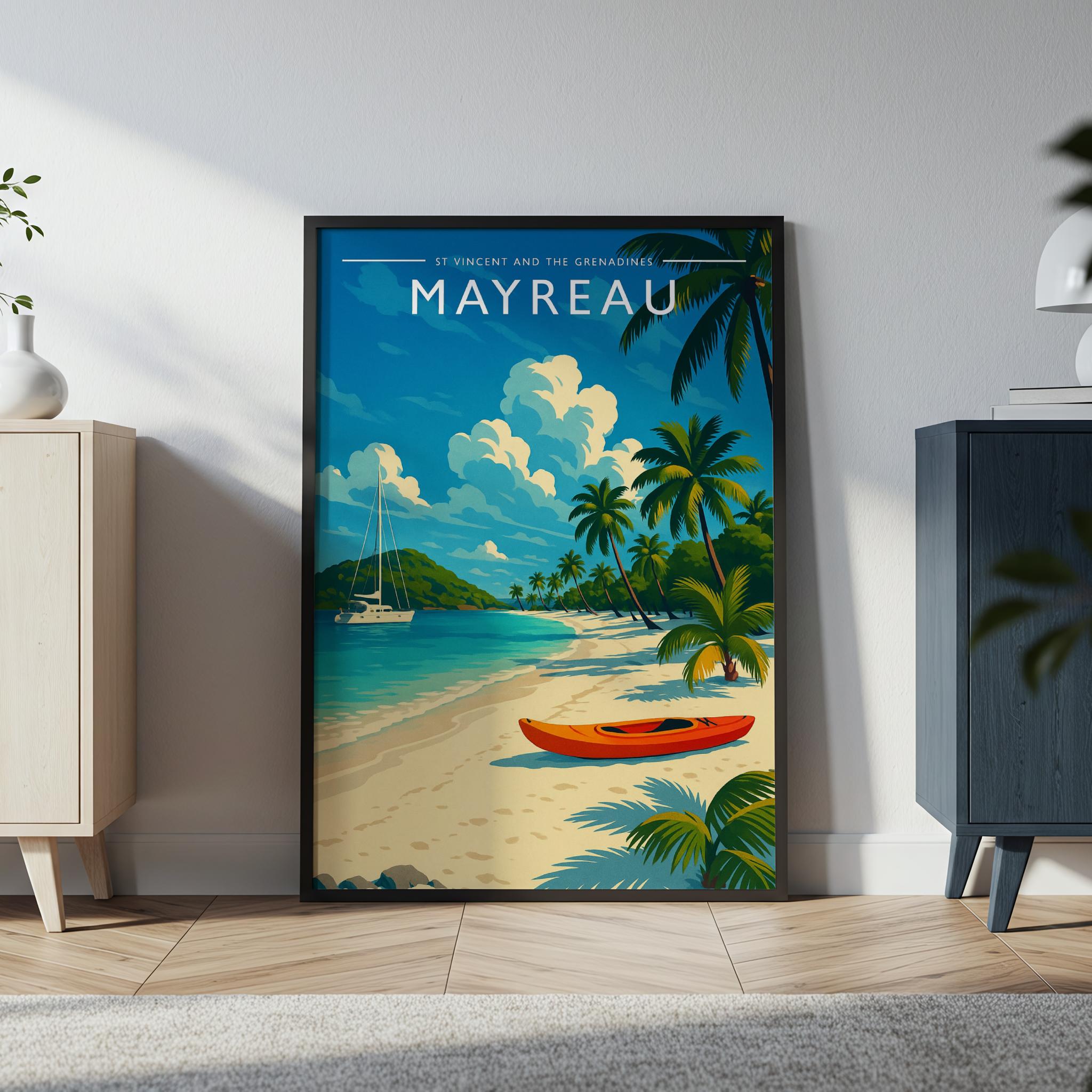 Mayreau #2 Travel Poster in a black frame