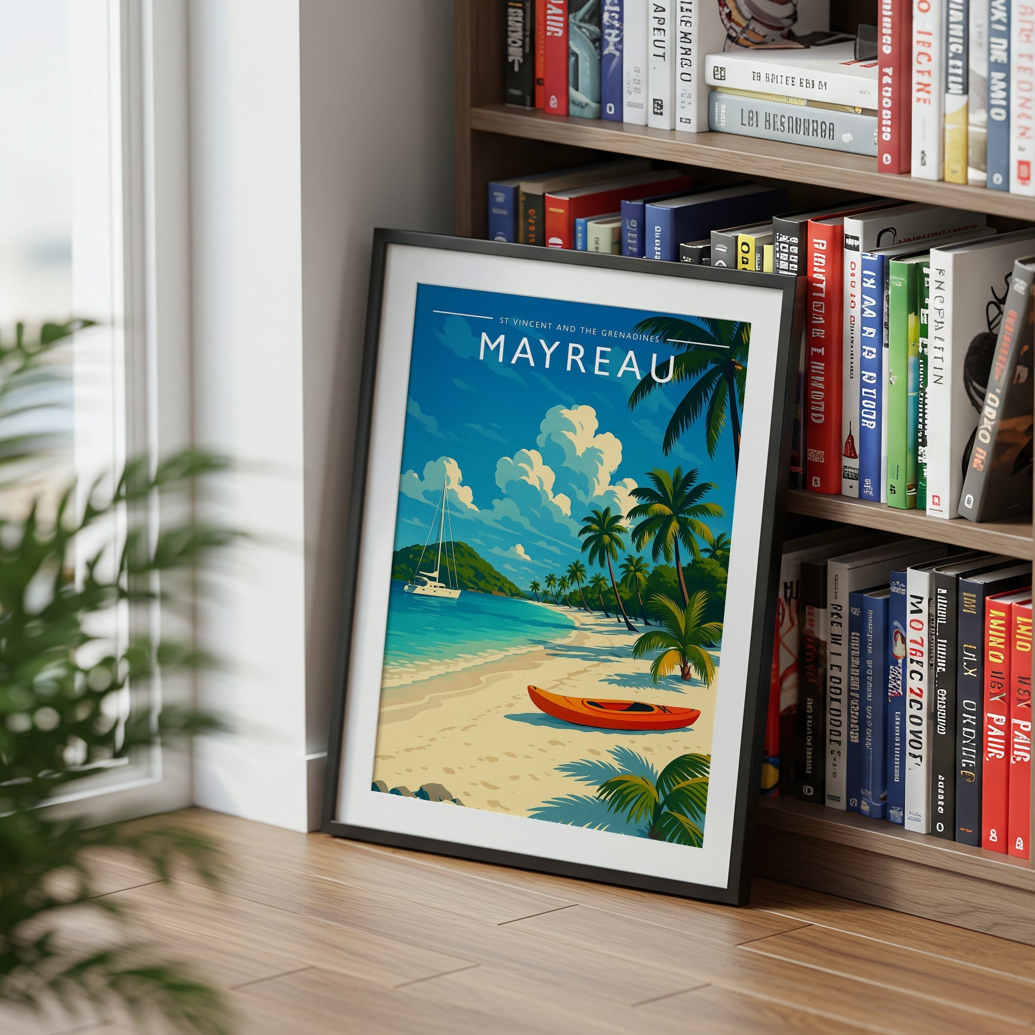 Mayreau #2 Travel Poster mounted in a black frame