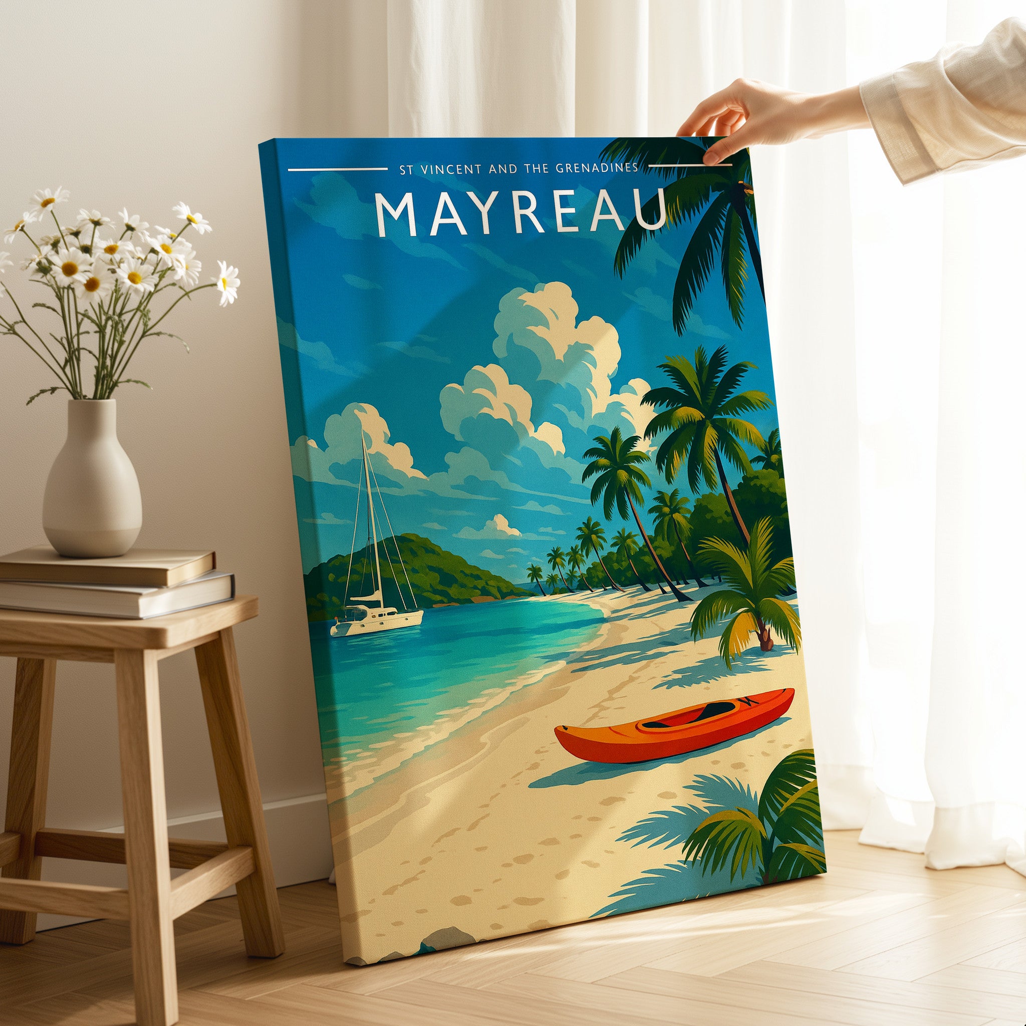 Mayreau #2 Travel Poster as a gallery-wrapped canvas