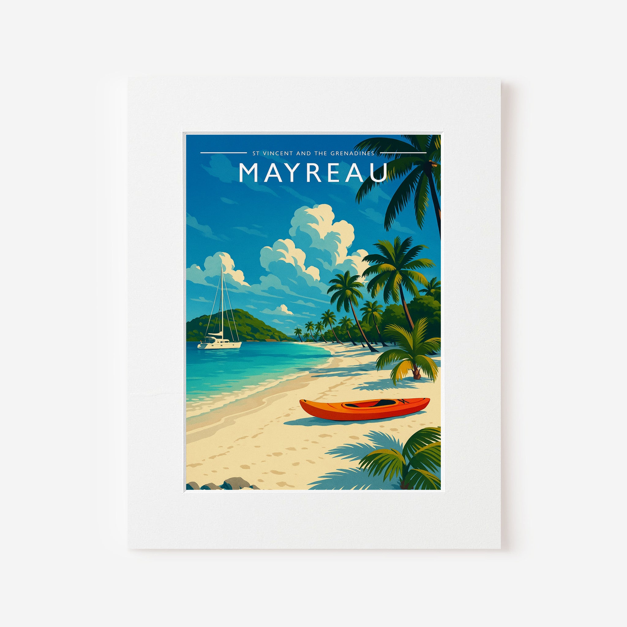 Mayreau #2 Travel Poster in a white mount