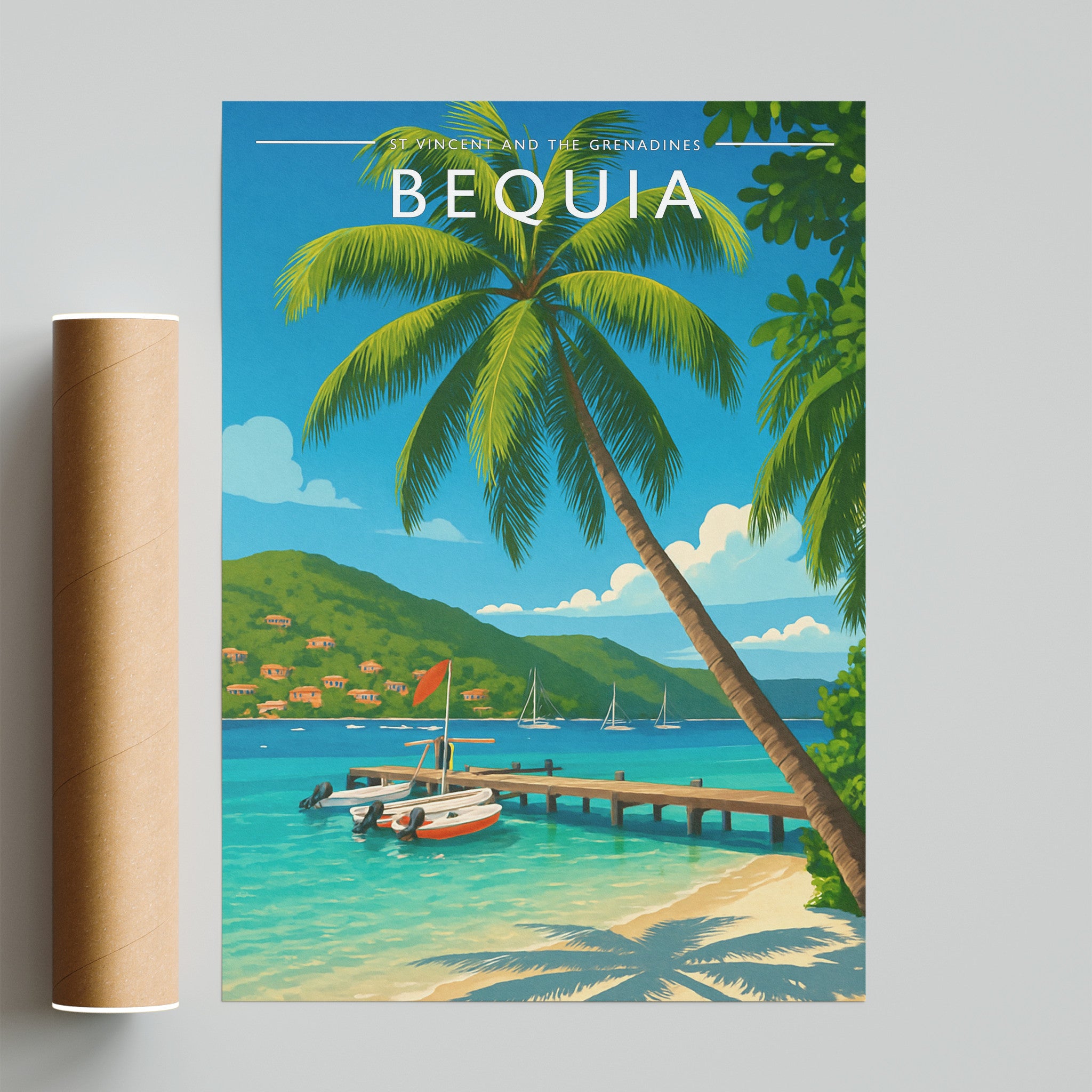 Bequia Travel Poster - fine art print with shipping tube