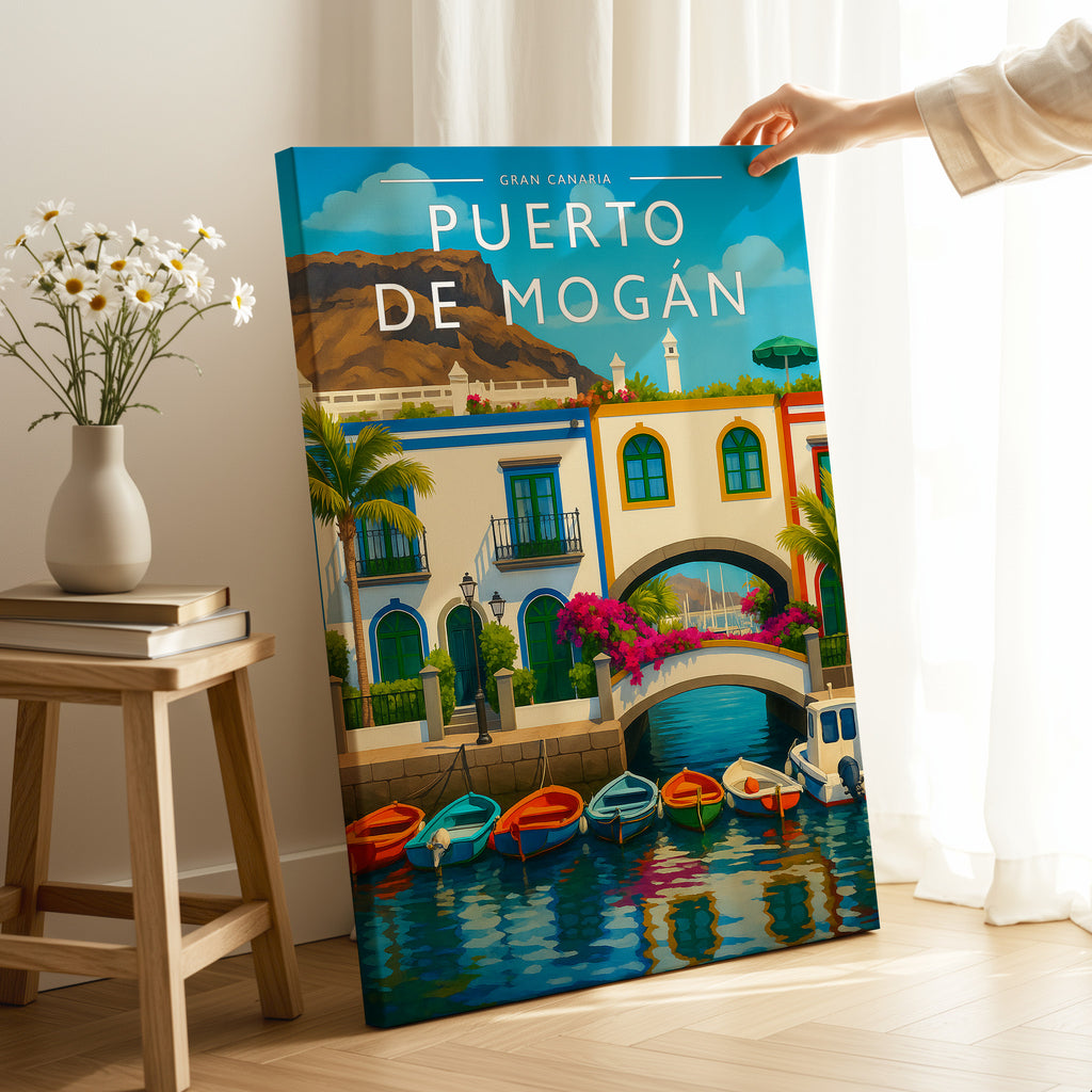 Puerto de Mogán #2 Travel Poster as a gallery-wrapped canvas