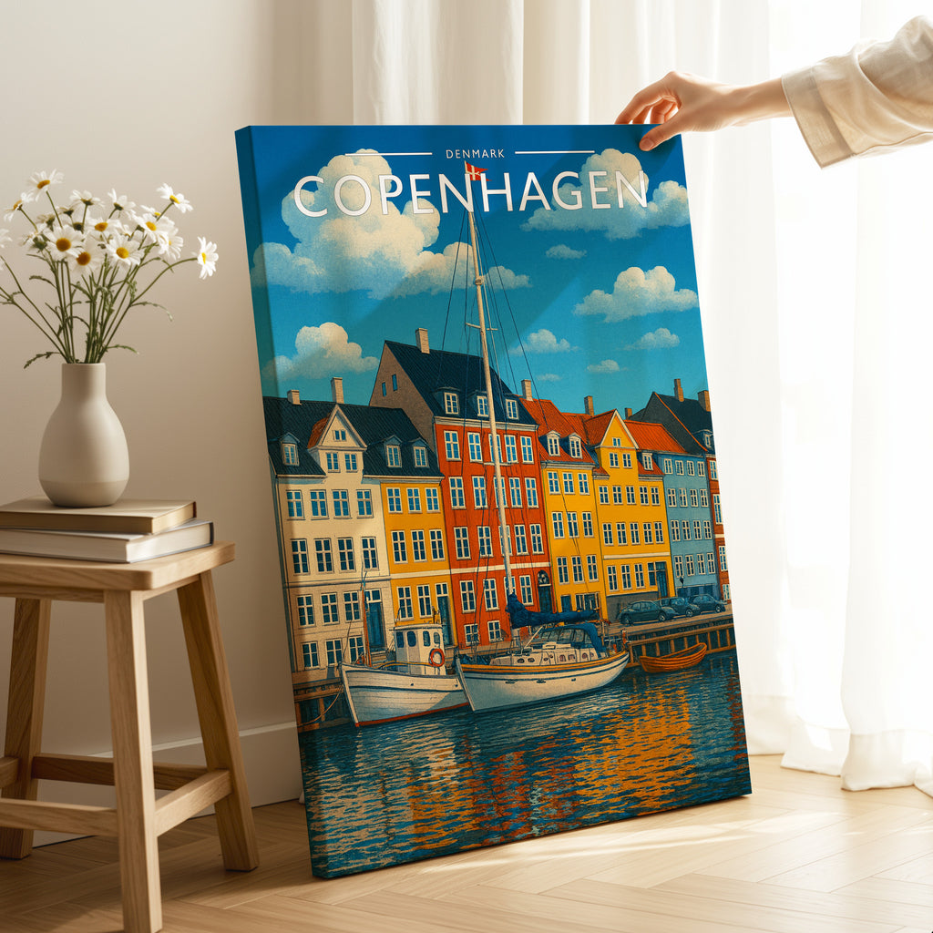 Copenhagen Travel Poster as a gallery-wrapped canvas