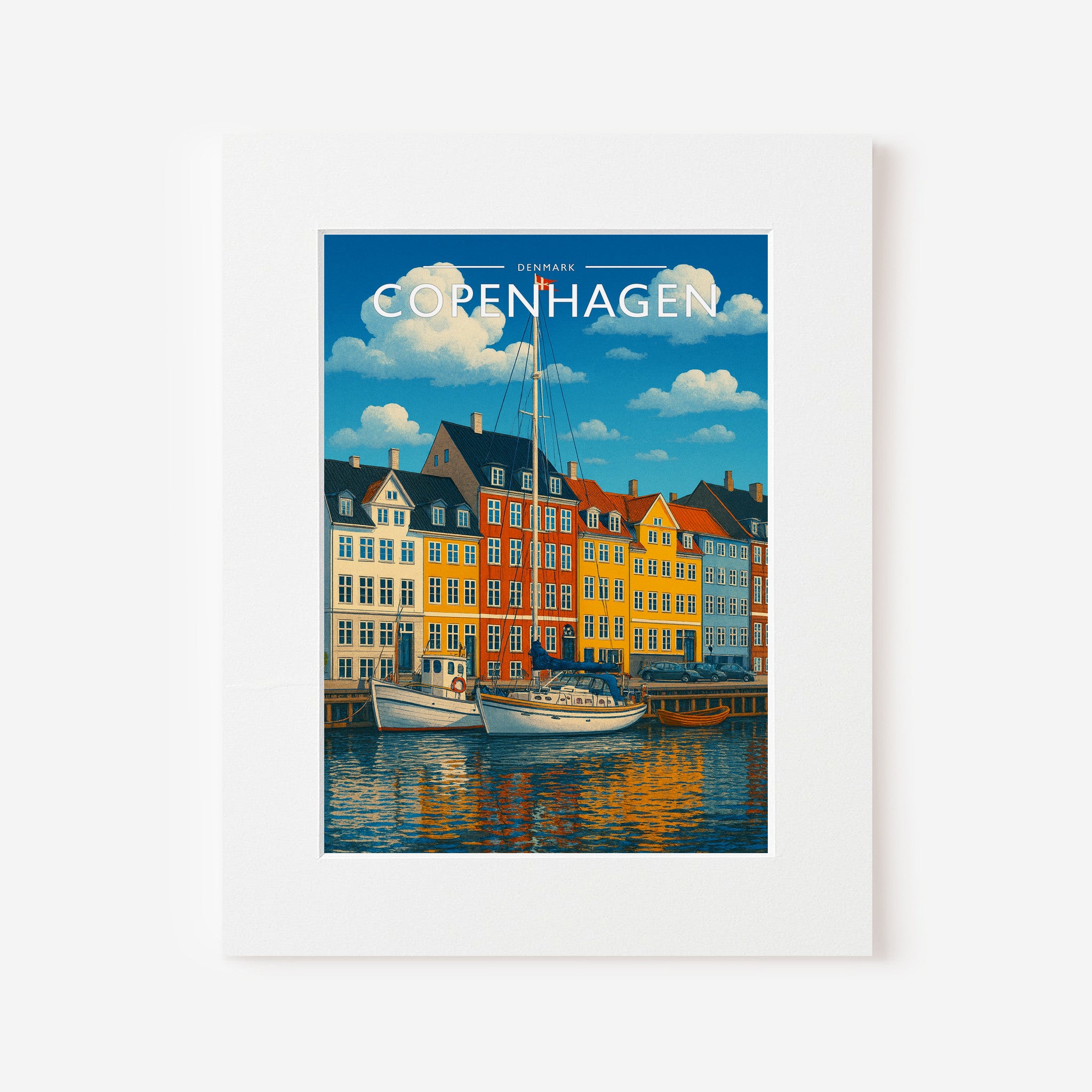 Copenhagen Travel Poster in a white mount