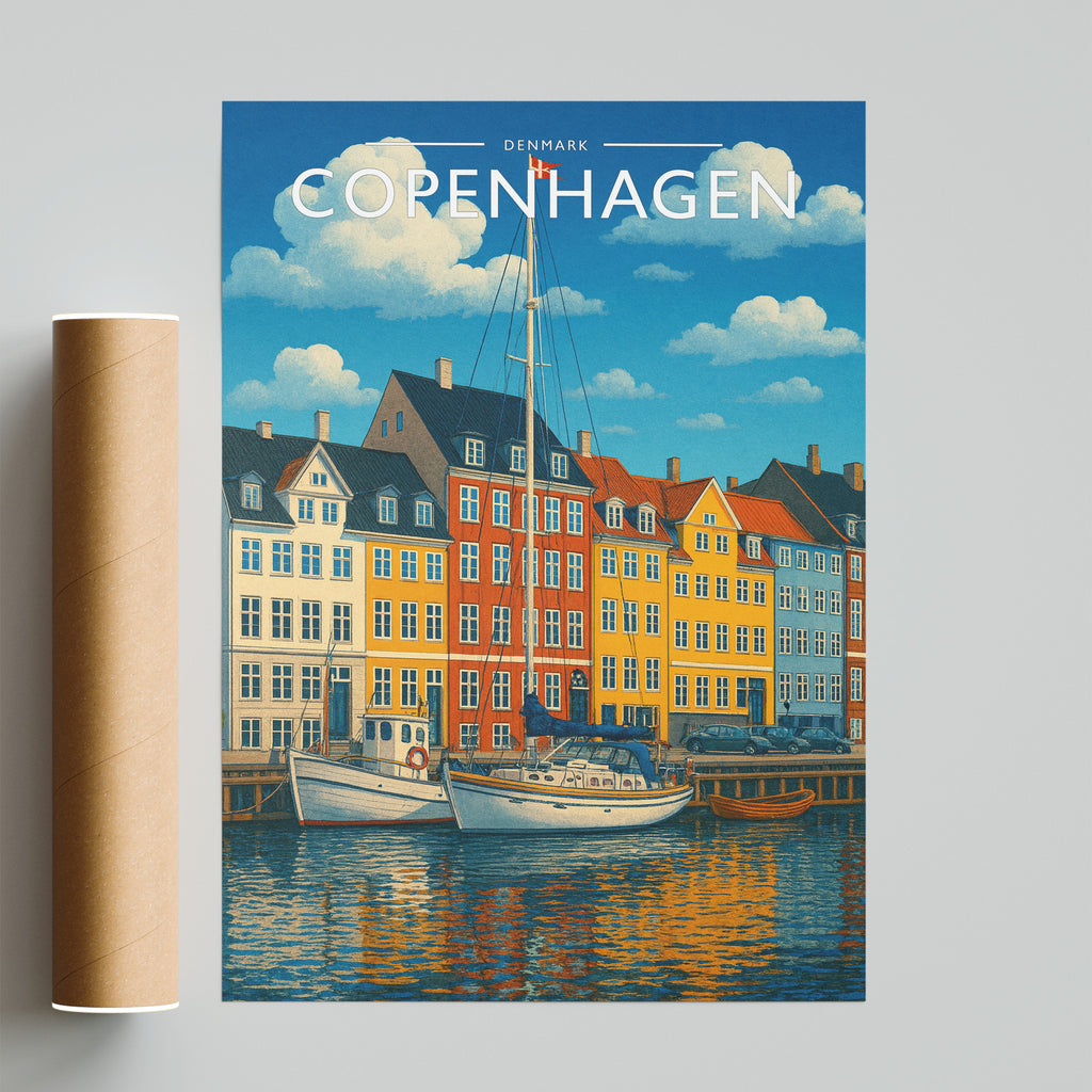 Copenhagen Travel Poster - fine art print with shipping tube