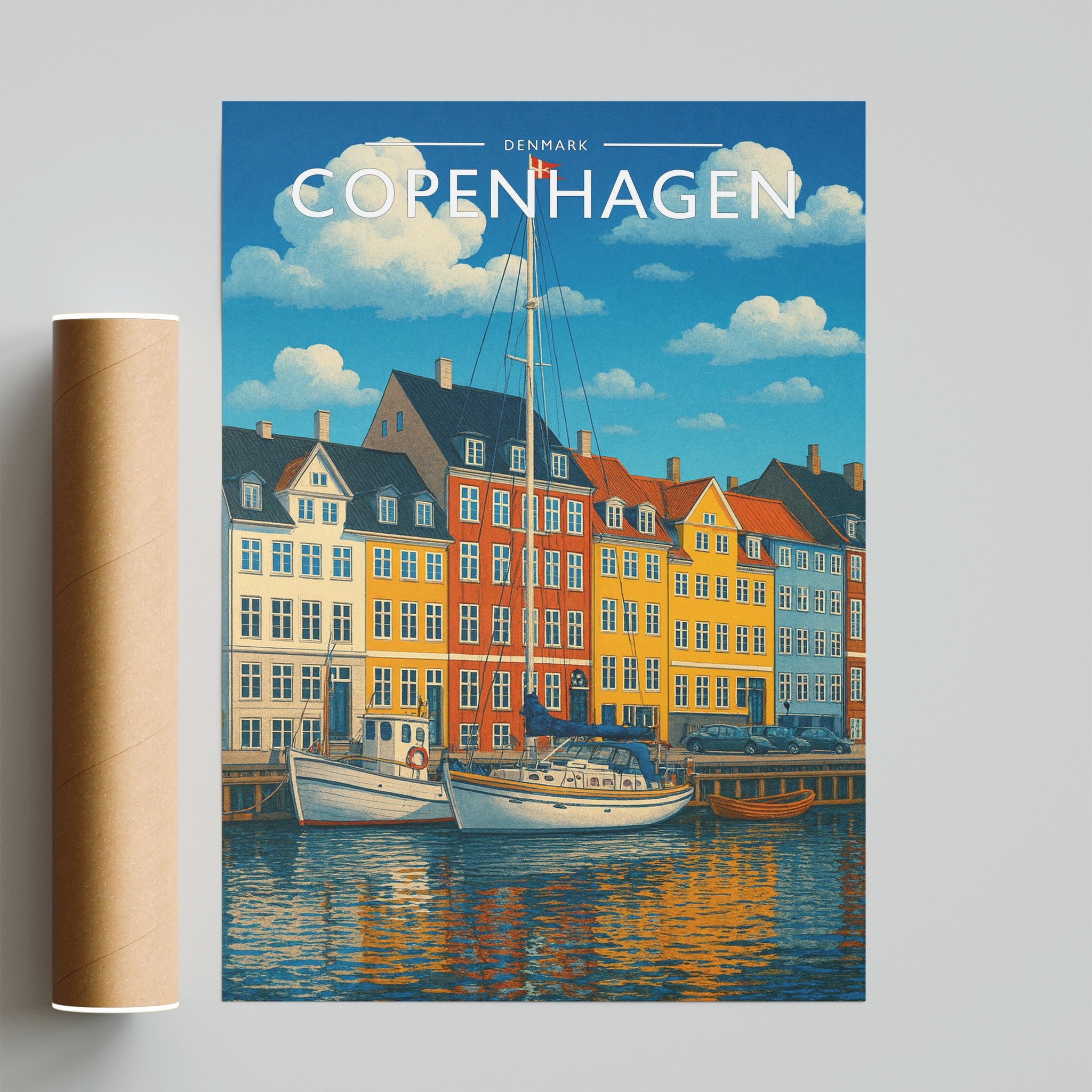 Copenhagen Travel Poster - fine art print with shipping tube