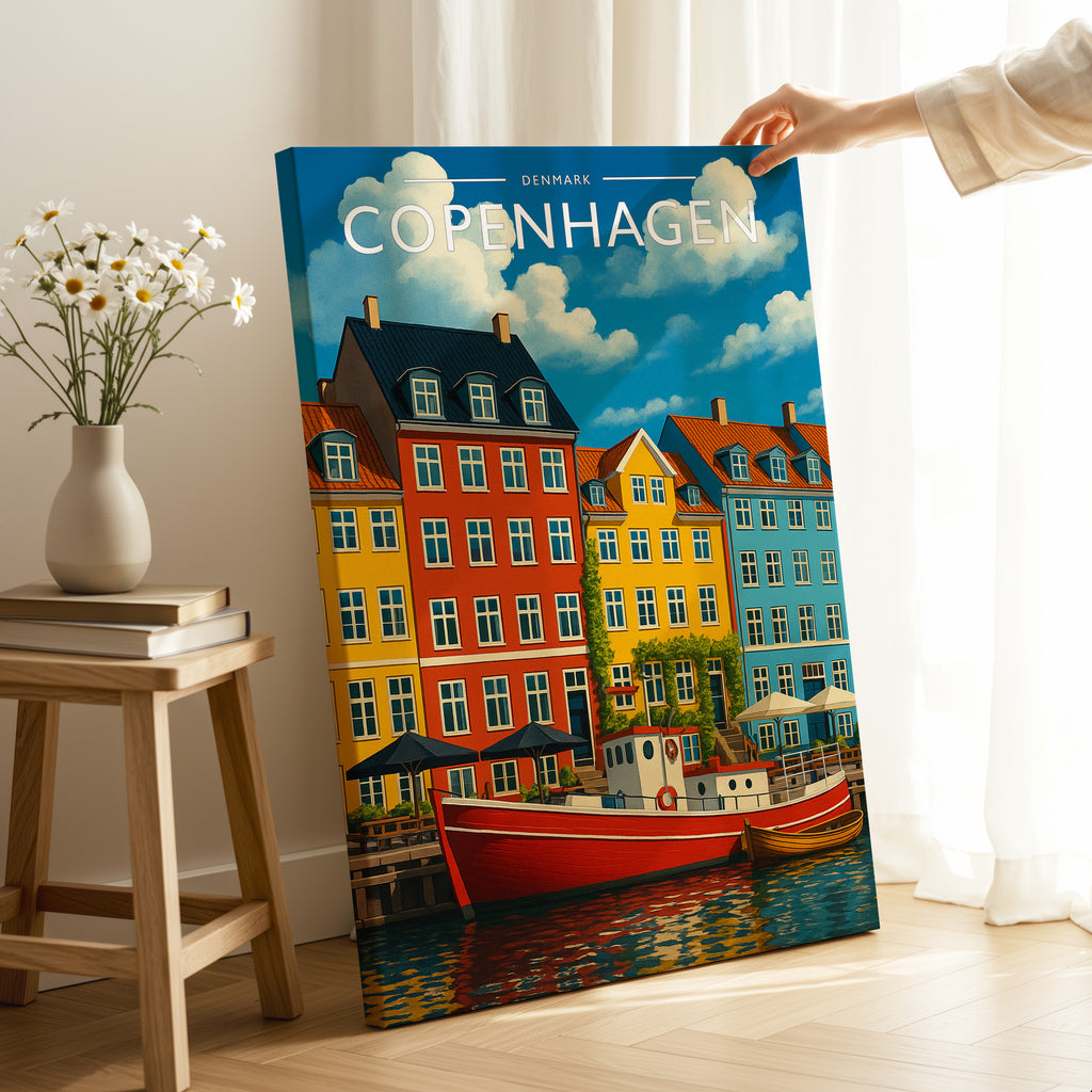 Copenhagen #2 Travel Poster as a gallery-wrapped canvas