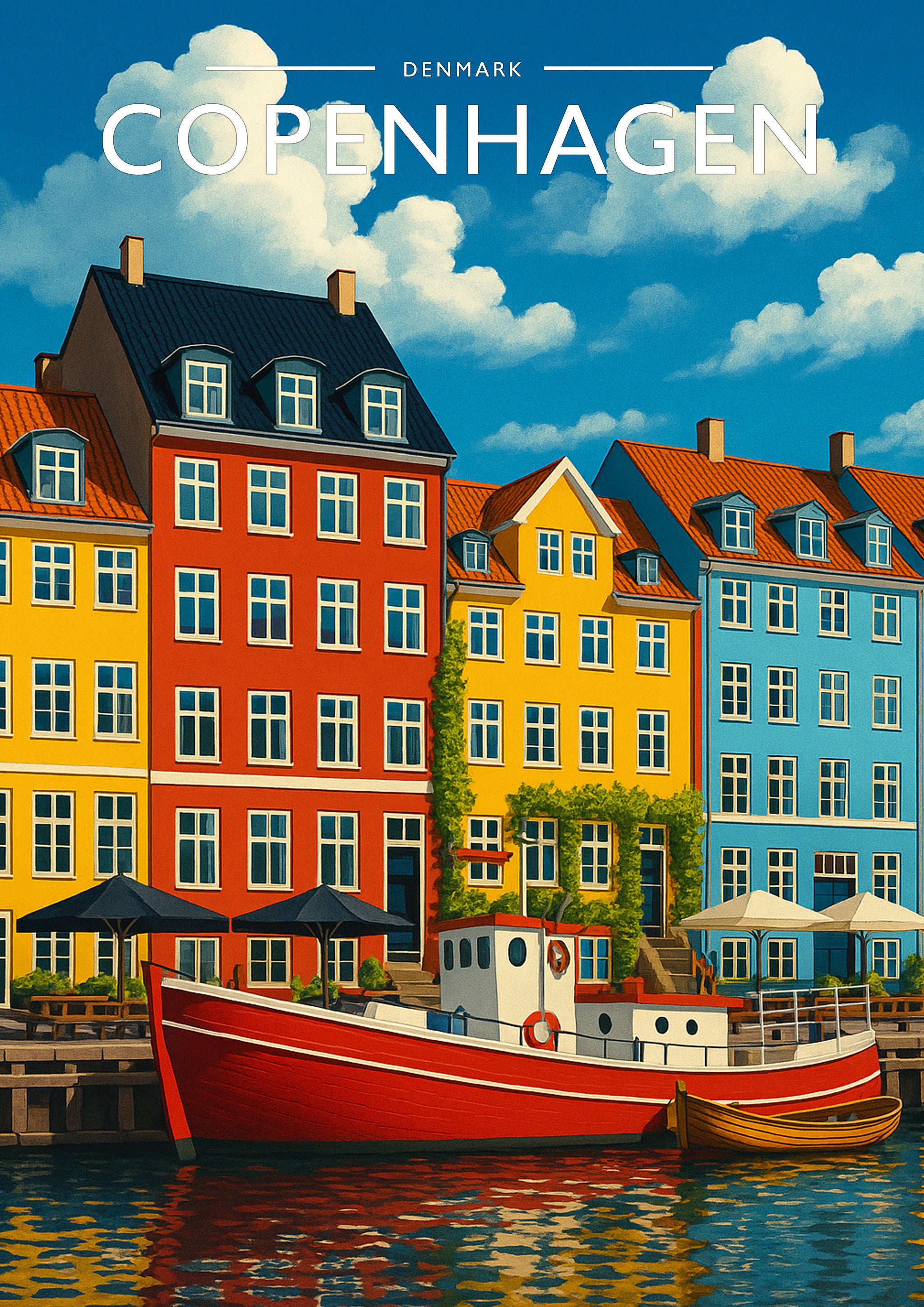 Copenhagen #2 Travel Poster - A4 travel poster print