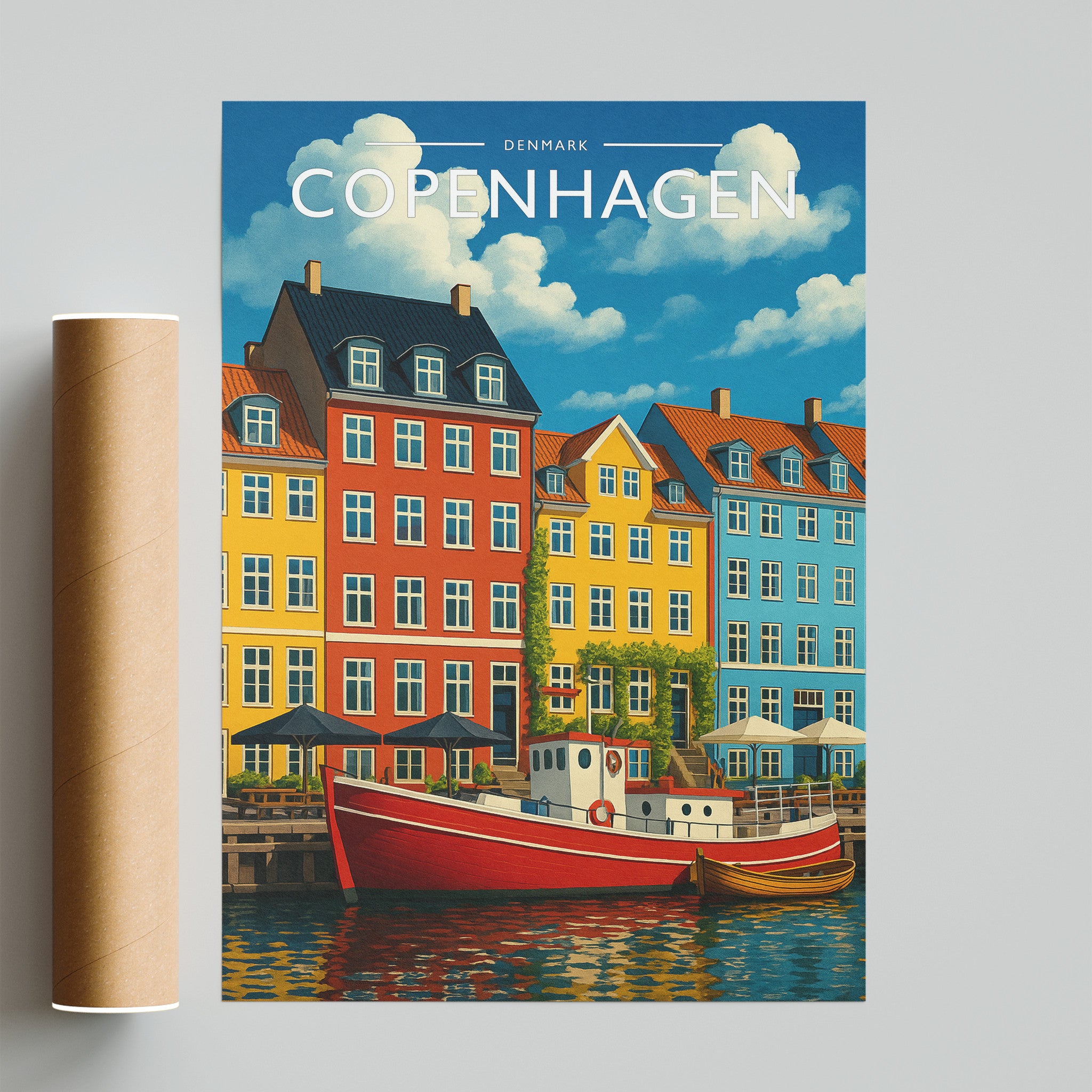 Copenhagen #2 Travel Poster - fine art print with shipping tube