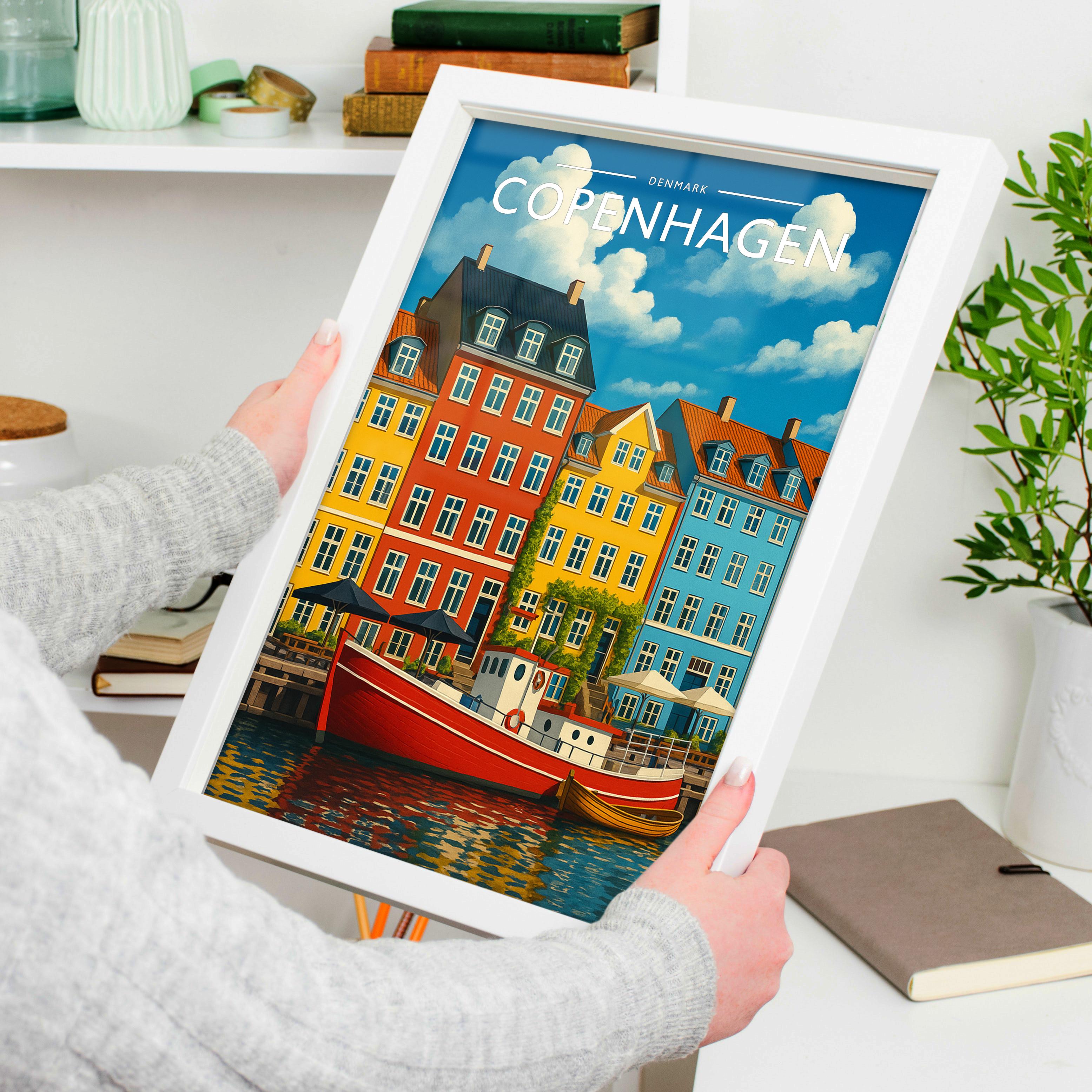 Copenhagen #2 Travel Poster held in a white frame