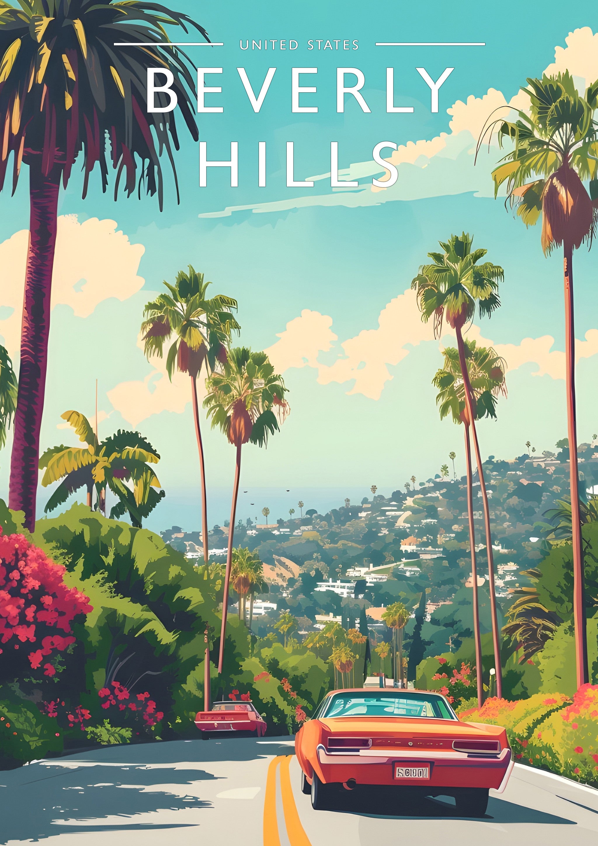 Beverly Hills Travel Poster - A4 travel poster print
