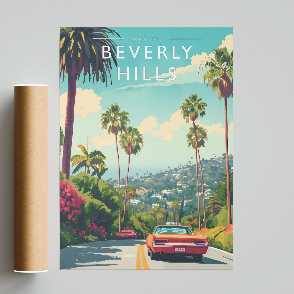 Beverly Hills Travel Poster - fine art print with shipping tube