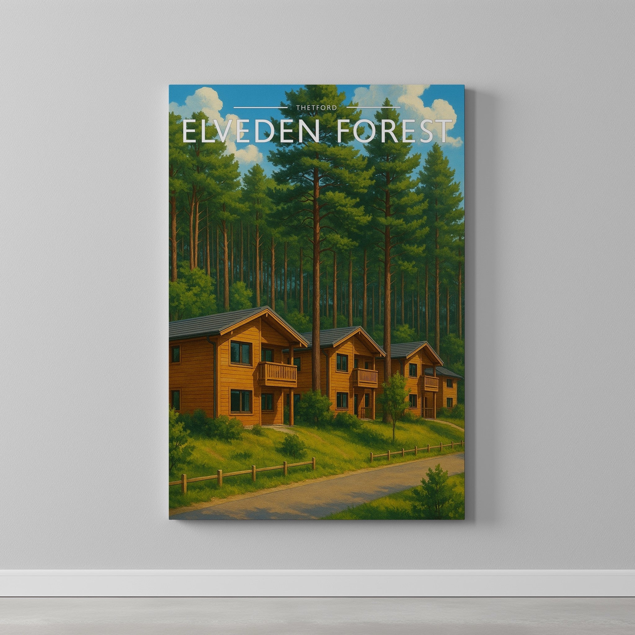 Thetford #2 Travel Poster as a gallery-wrapped canvas on a plain wall