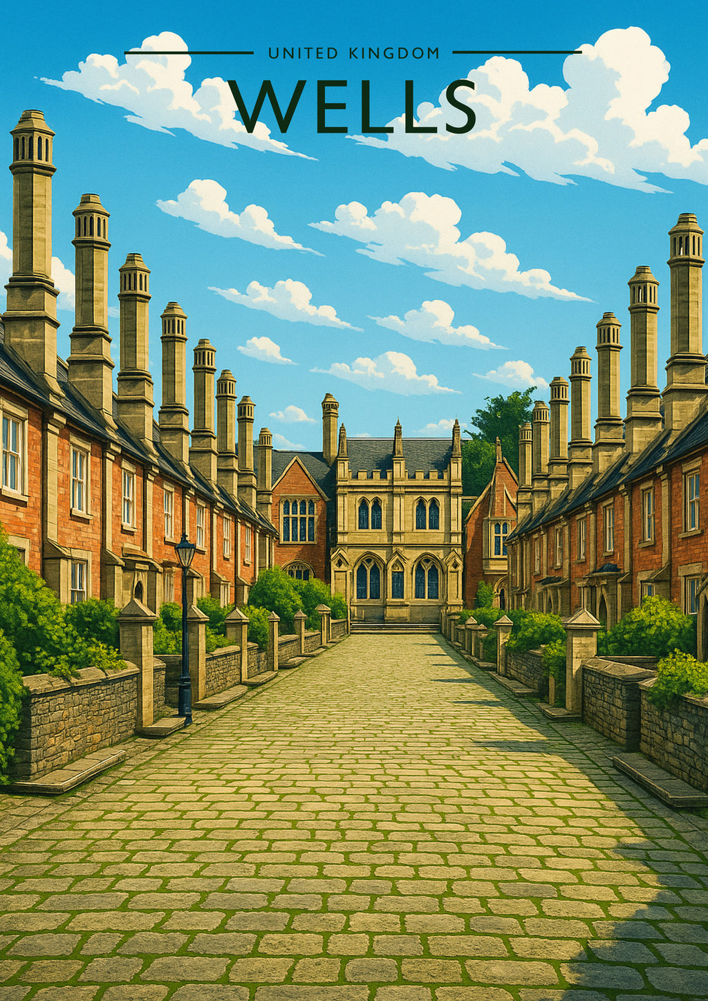 Wells Travel Poster - A4 travel poster print