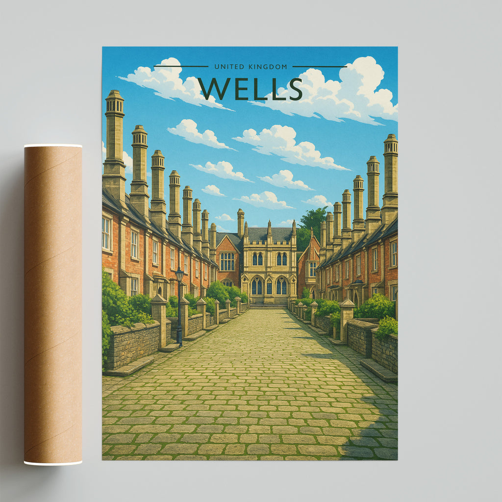Wells Travel Poster - fine art print with shipping tube
