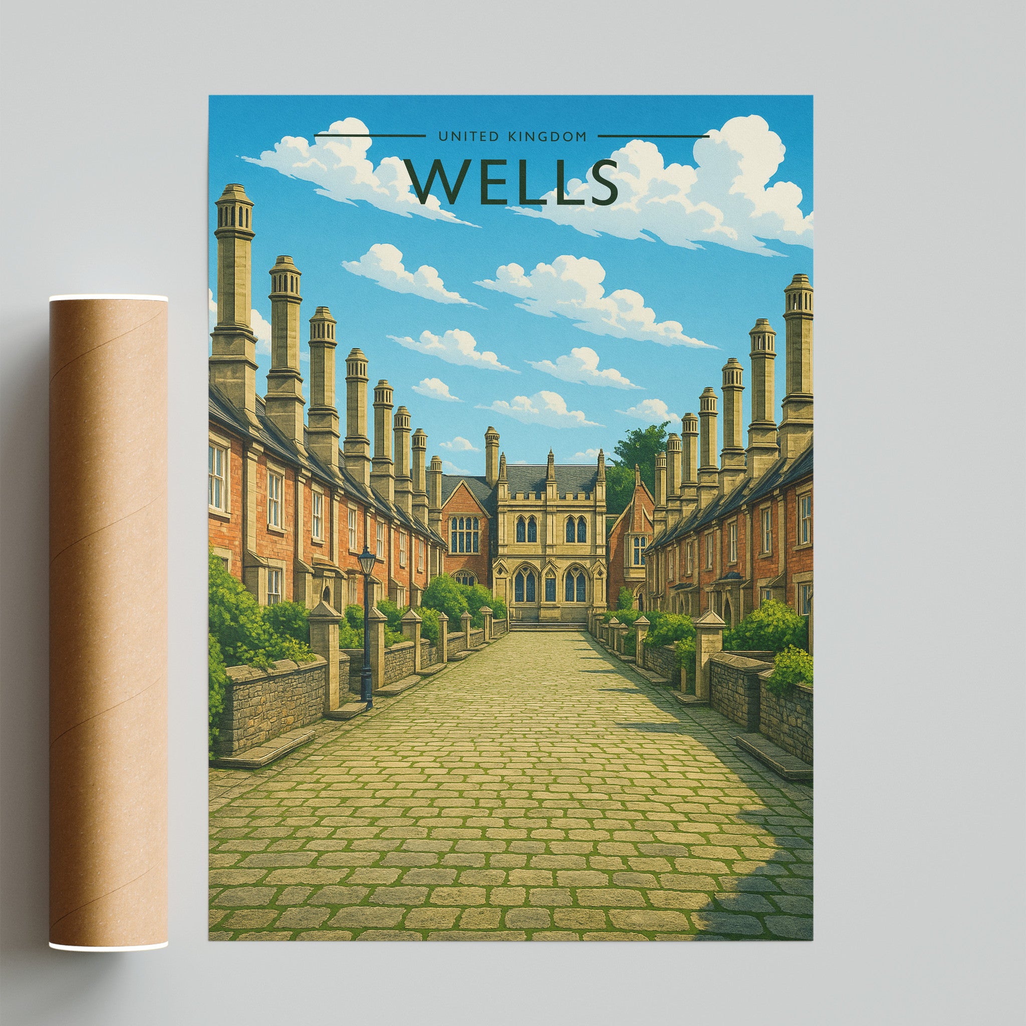 Wells Travel Poster - fine art print with shipping tube