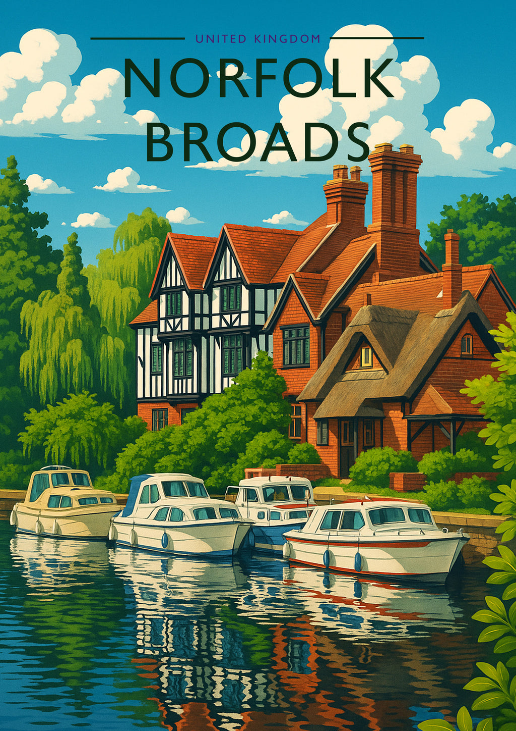 Norfolk Broads Travel Poster - A4 travel poster print