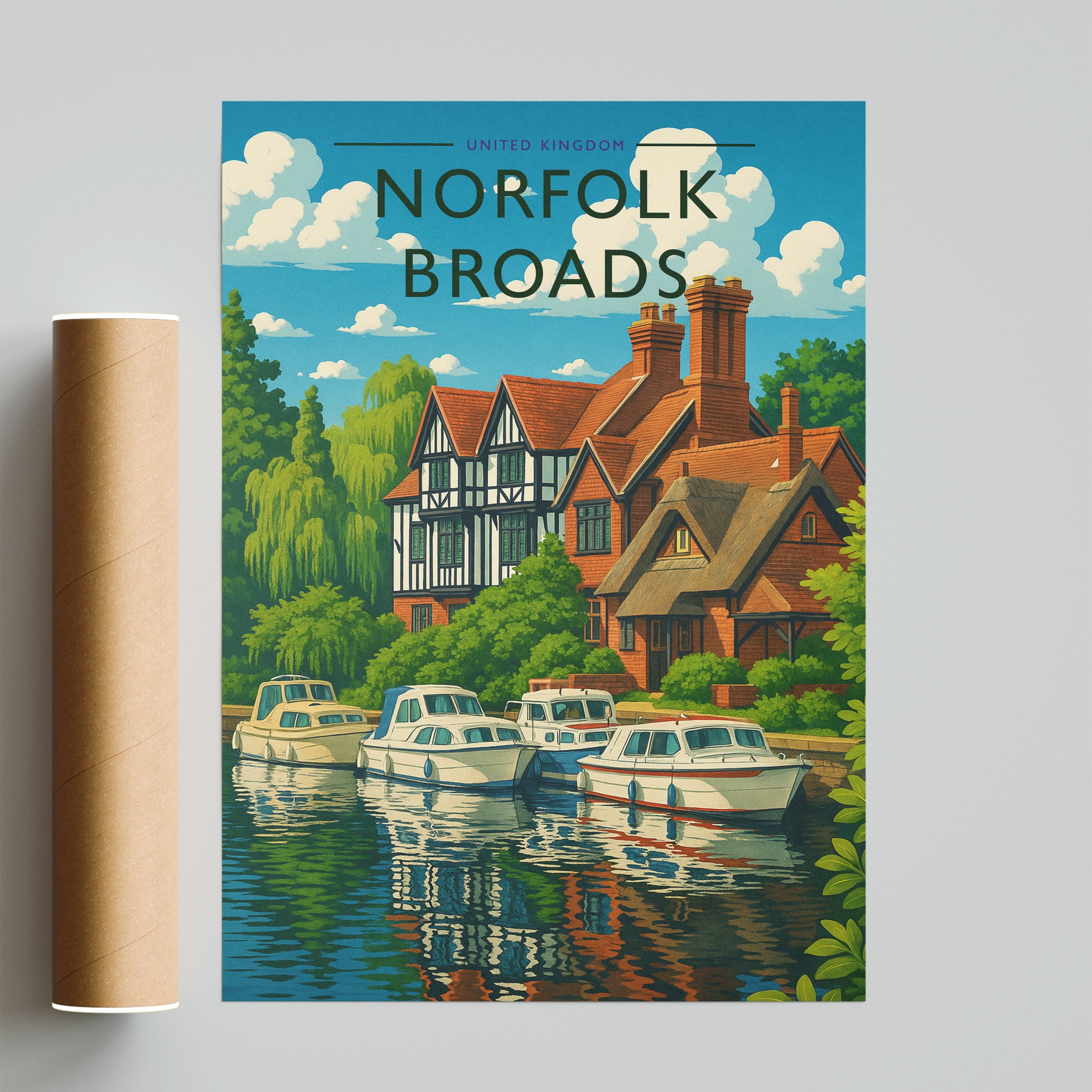 Norfolk Broads Travel Poster - fine art print with shipping tube