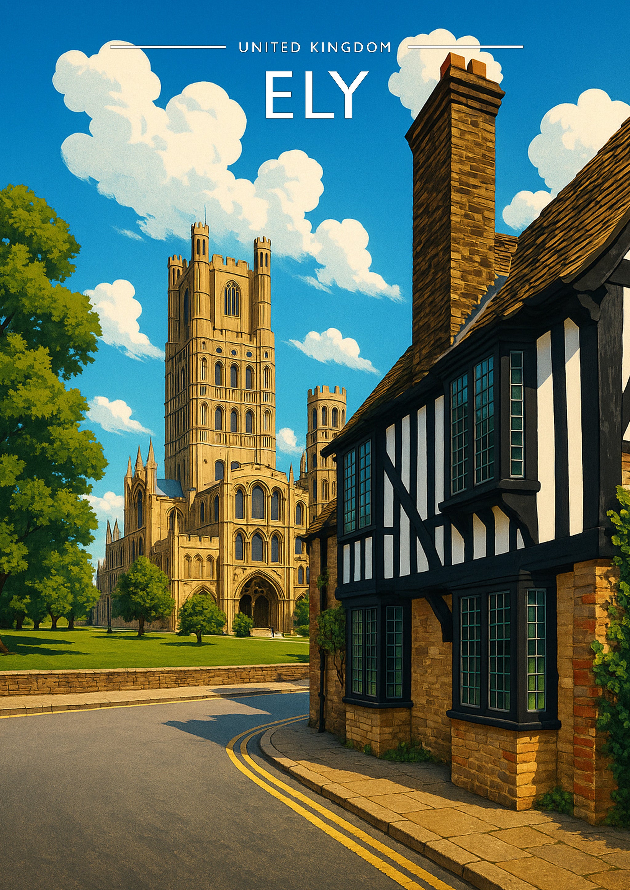Ely Travel Poster - A4 travel poster print