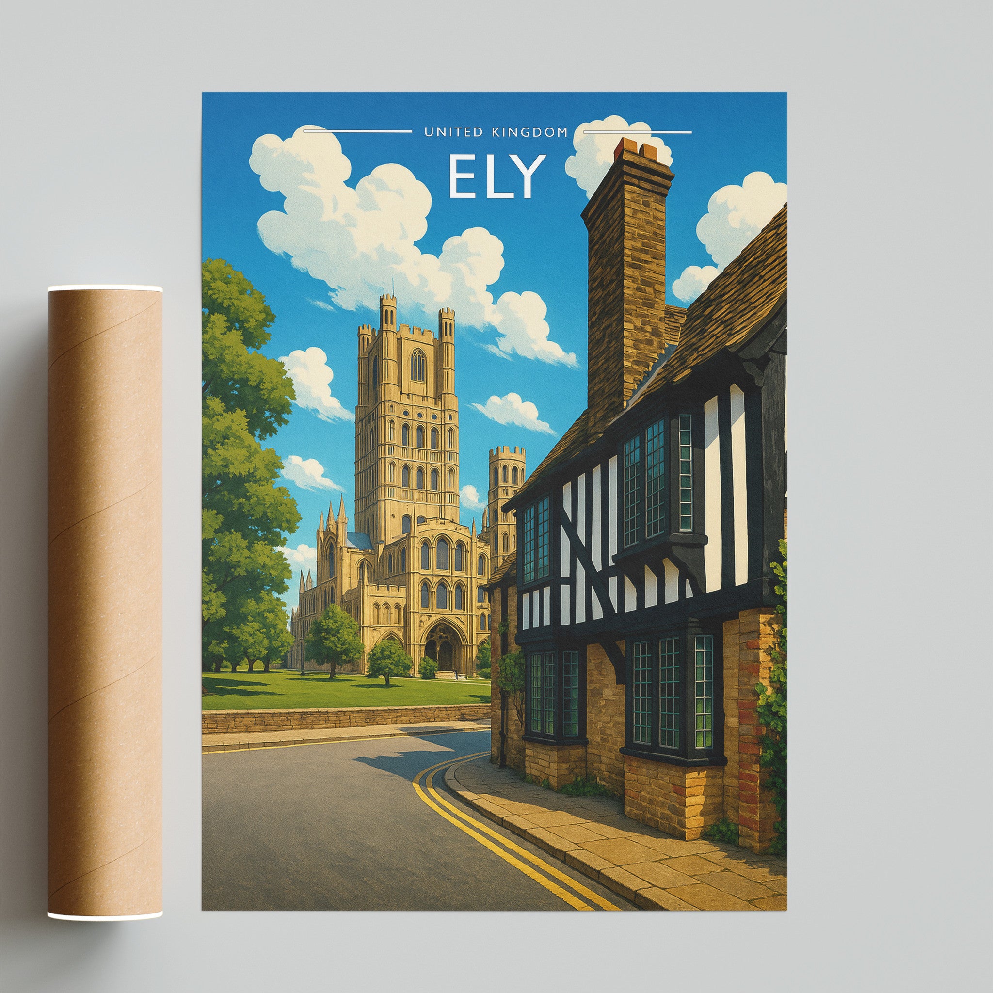 Ely Travel Poster - fine art print with shipping tube
