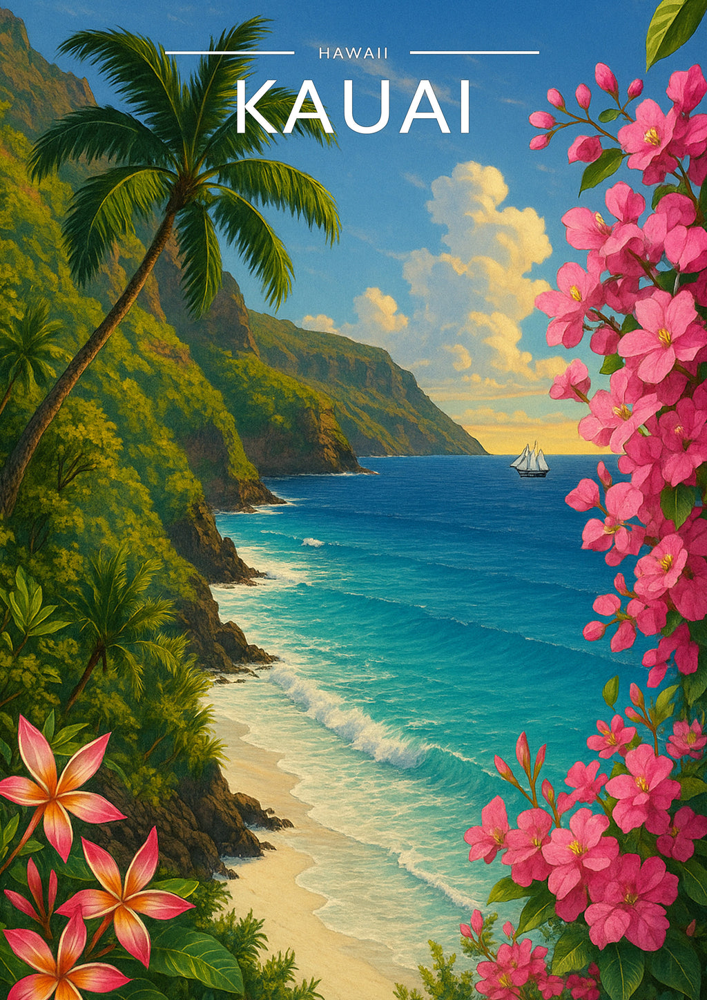 Kauai Travel Poster - A4 travel poster print