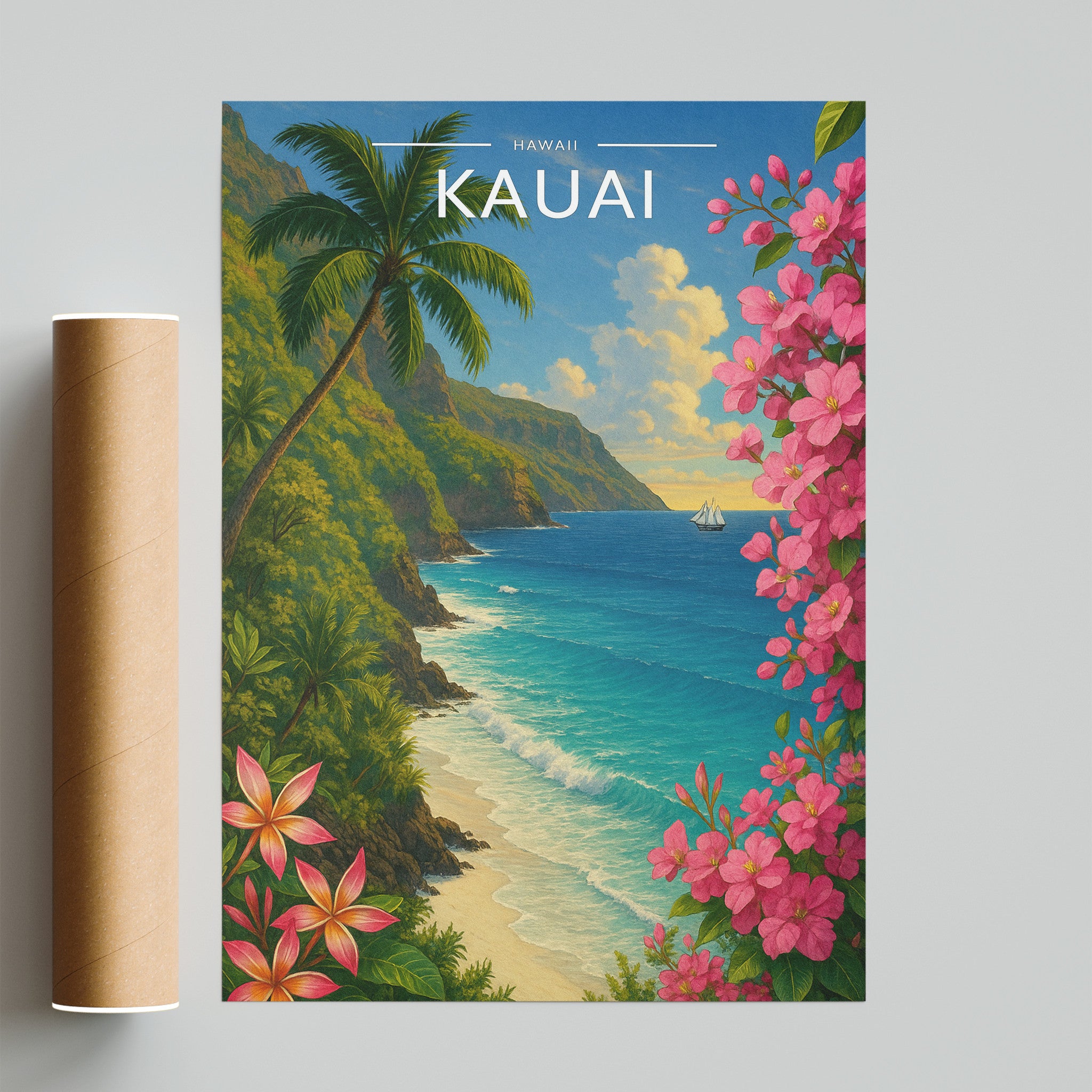 Kauai Travel Poster - fine art print with shipping tube