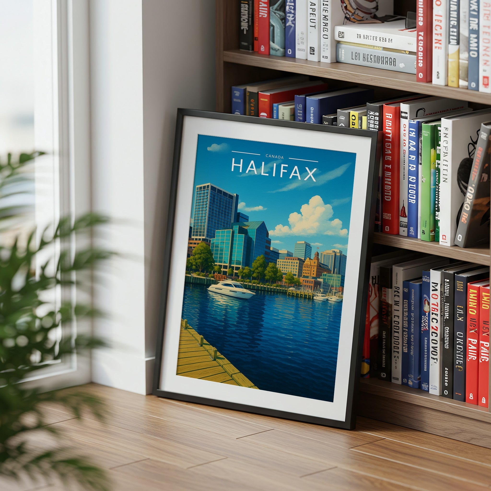 Halifax Travel Poster mounted in a black frame