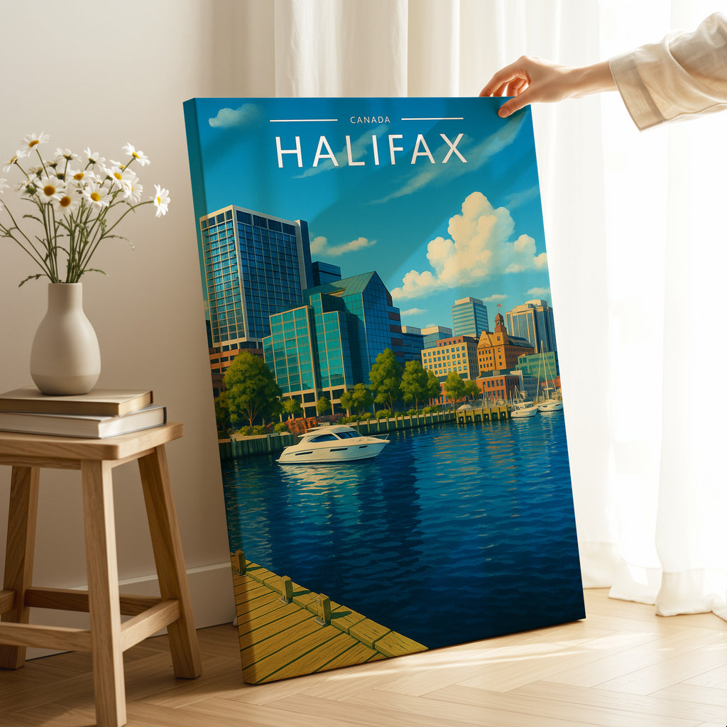 Halifax Travel Poster as a gallery-wrapped canvas