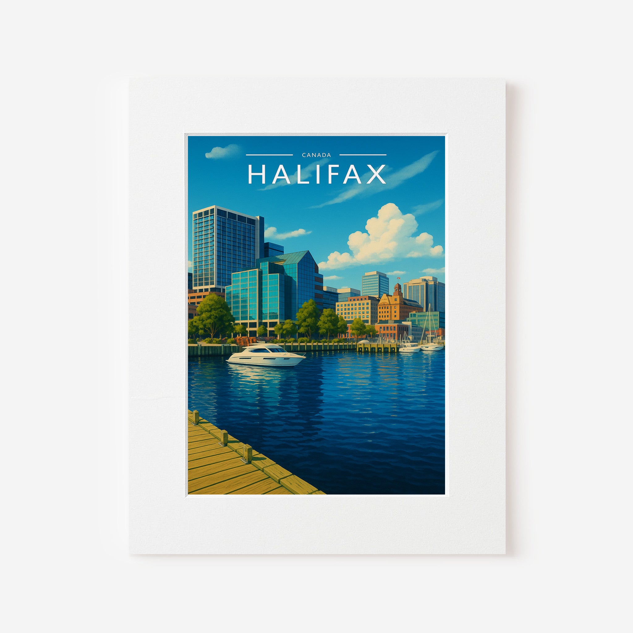 Halifax Travel Poster in a white mount