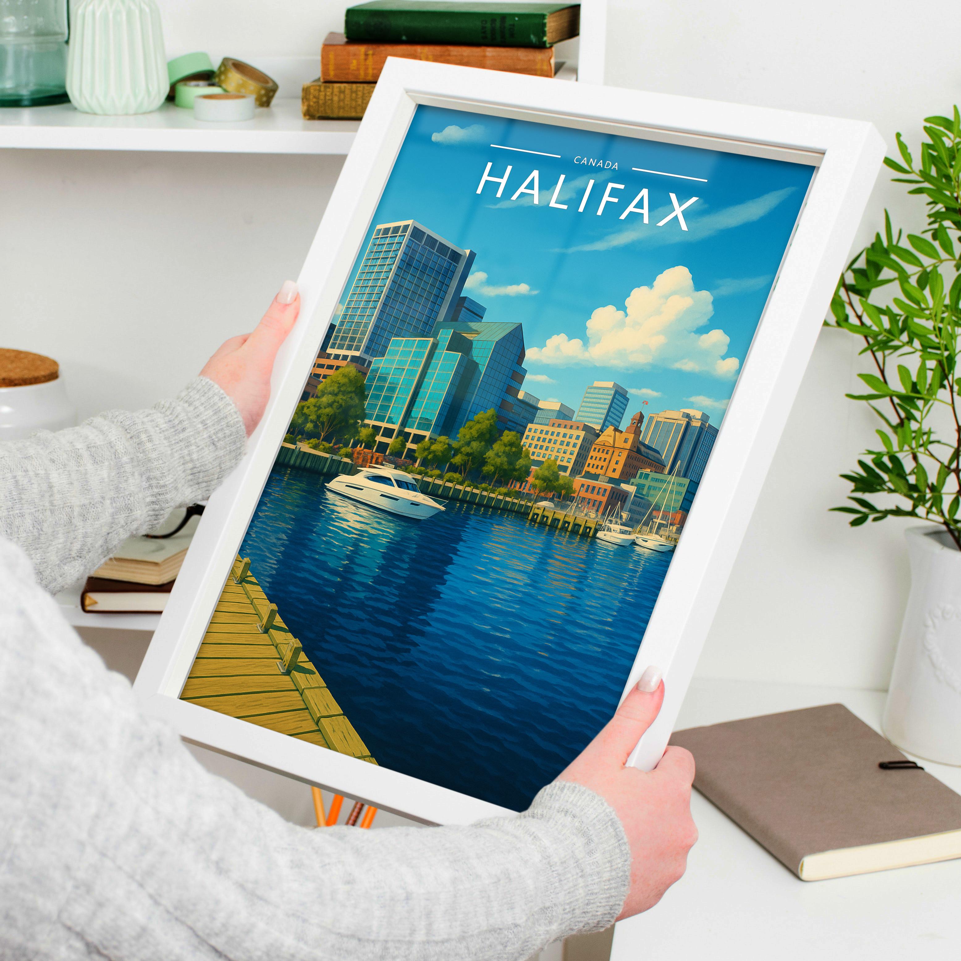 Halifax Travel Poster held in a white frame