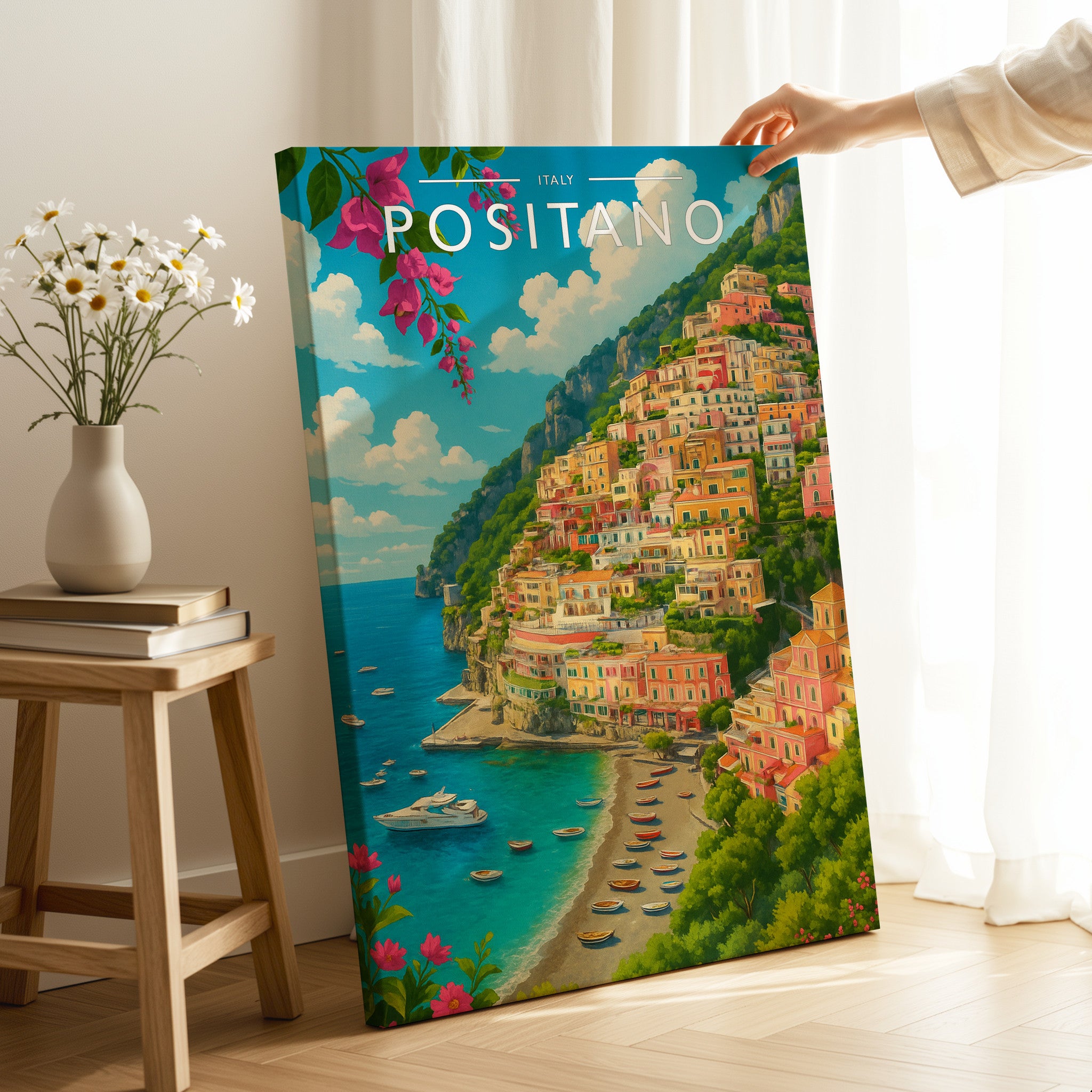 Positano #2 Travel Poster as a gallery-wrapped canvas
