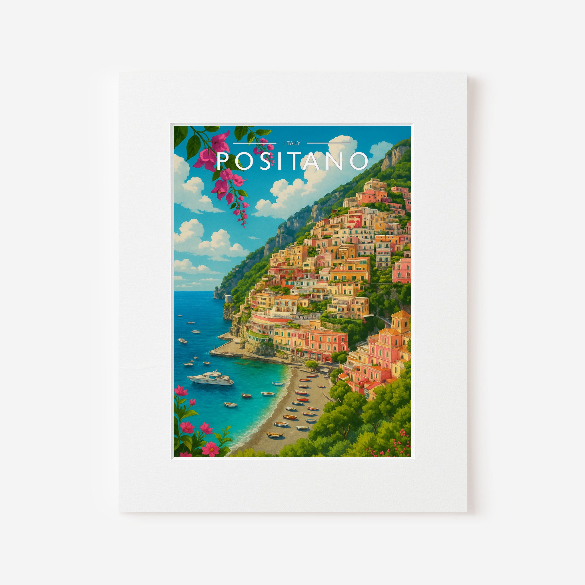 Positano #2 Travel Poster in a white mount