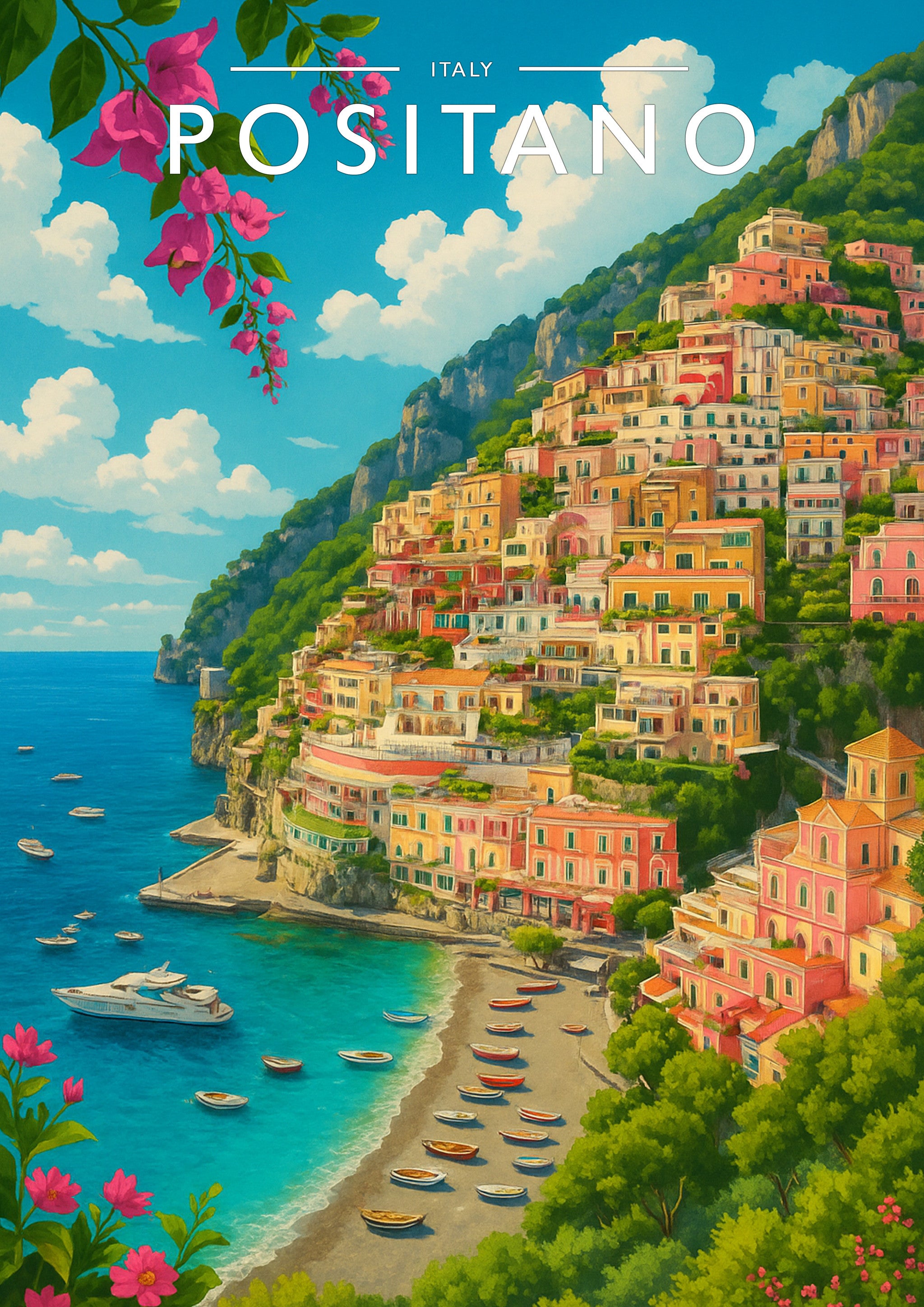 Positano #2 Travel Poster - A4 travel poster print