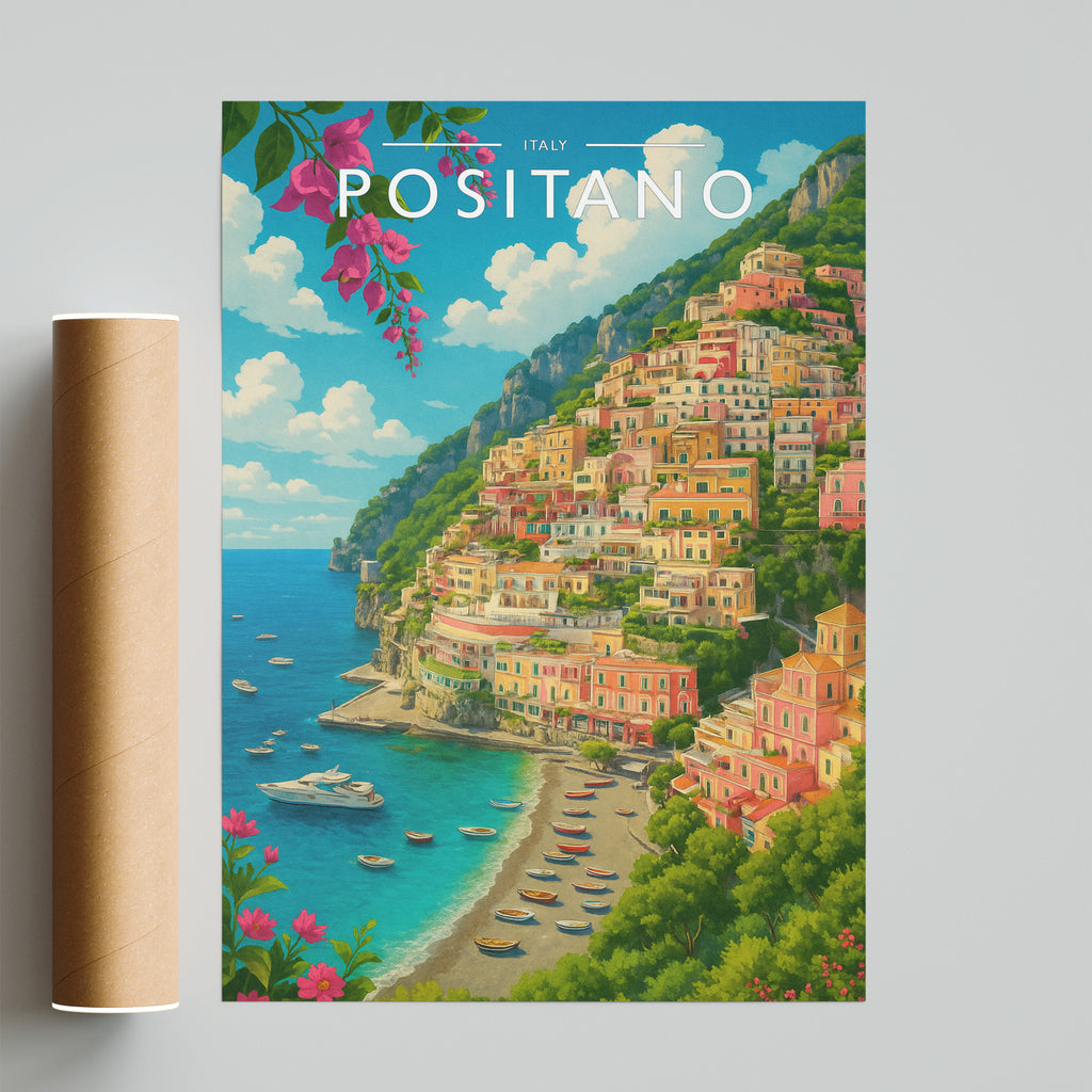 Positano #2 Travel Poster - fine art print with shipping tube