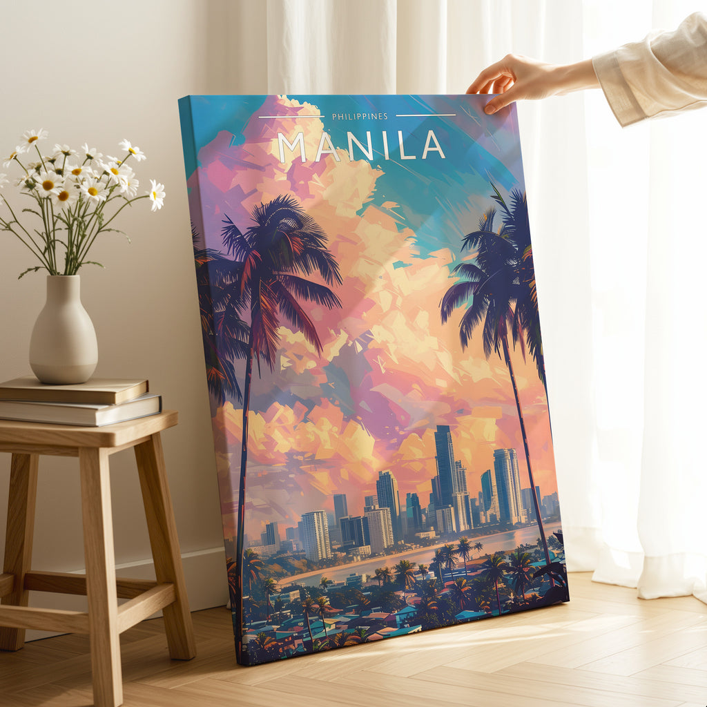 Manila Travel Poster as a gallery-wrapped canvas