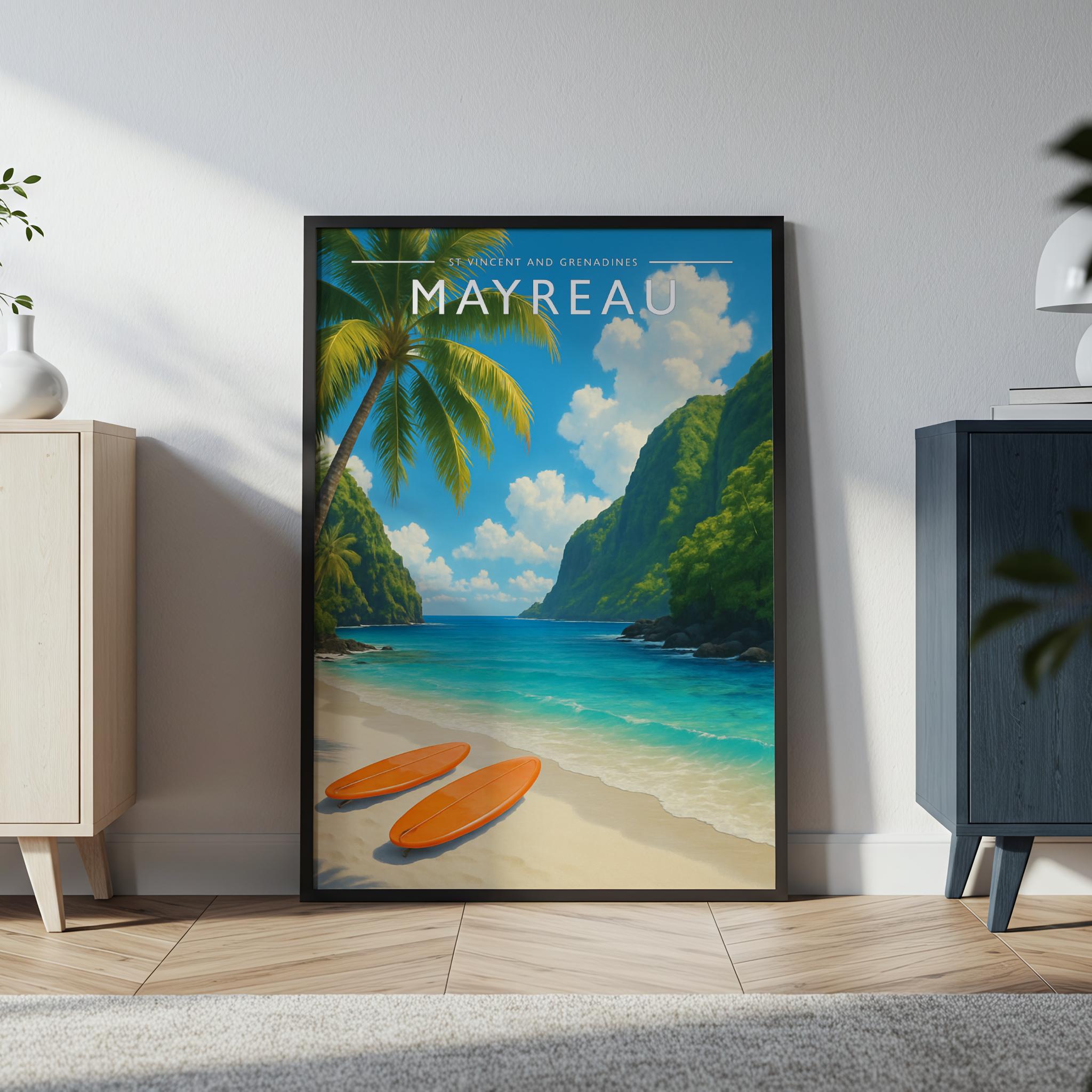 Mayreau #3 Travel Poster in a black frame