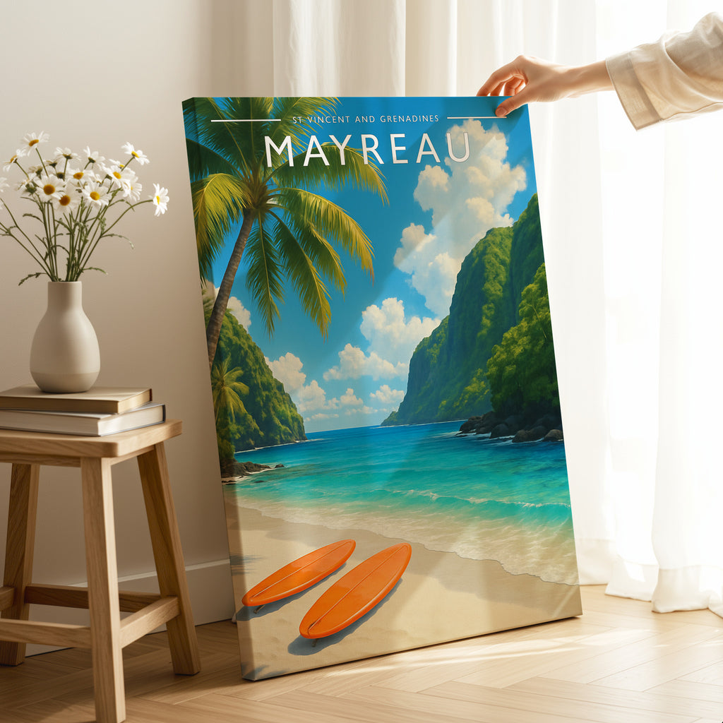 Mayreau #3 Travel Poster as a gallery-wrapped canvas