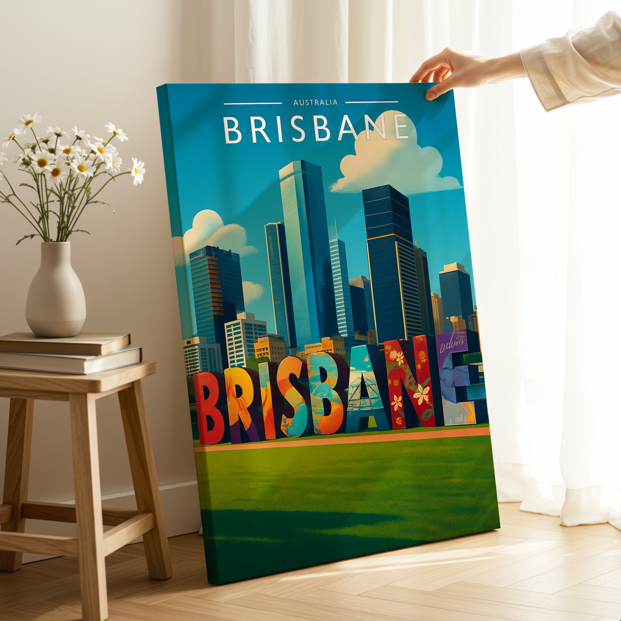 Brisbane #2 Travel Poster as a gallery-wrapped canvas