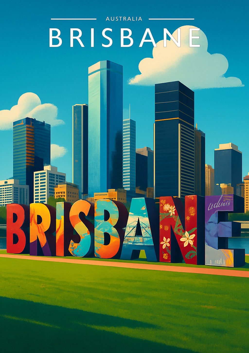 Brisbane #2 Travel Poster - A4 travel poster print