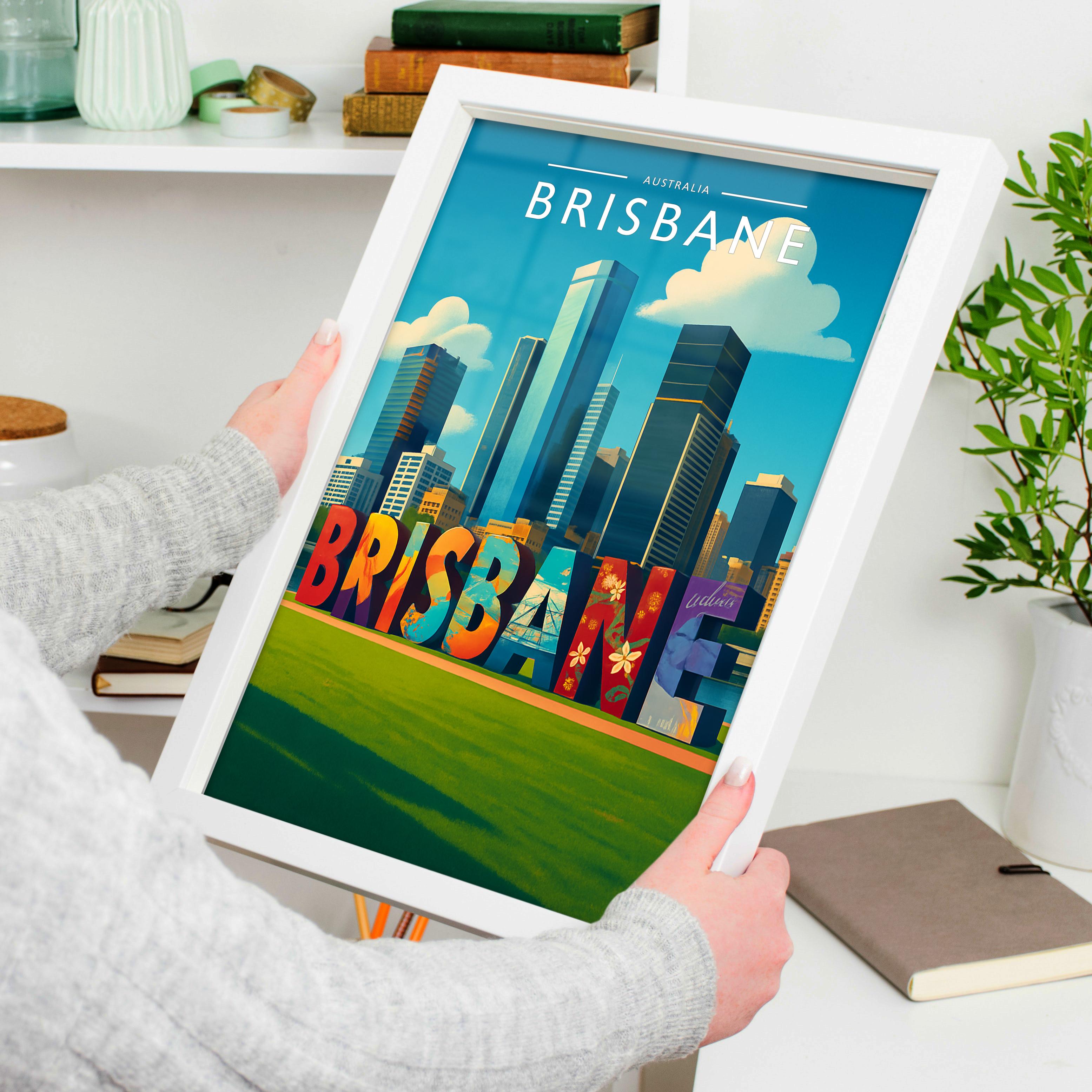 Brisbane #2 Travel Poster held in a white frame