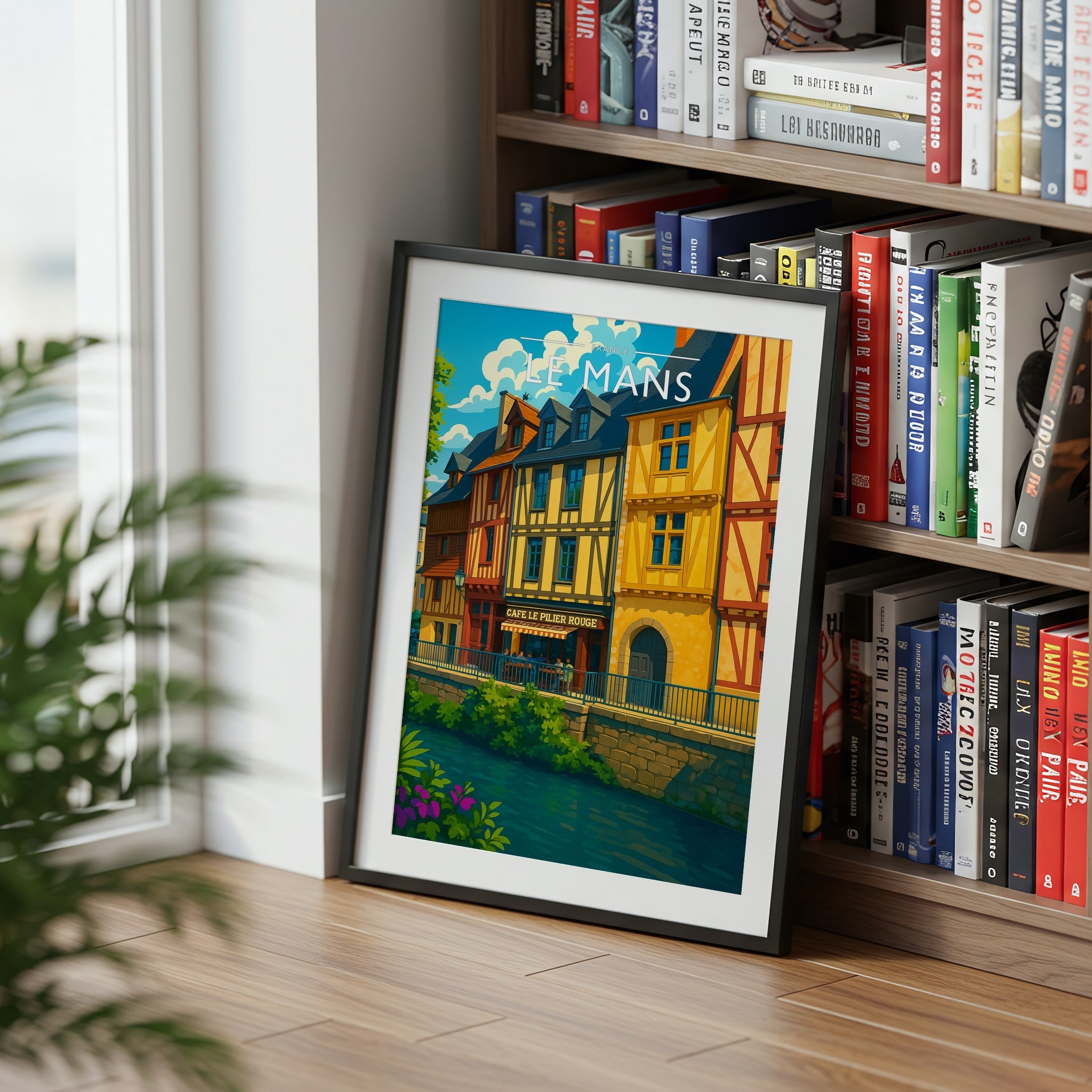 Le Mans Travel Poster mounted in a black frame