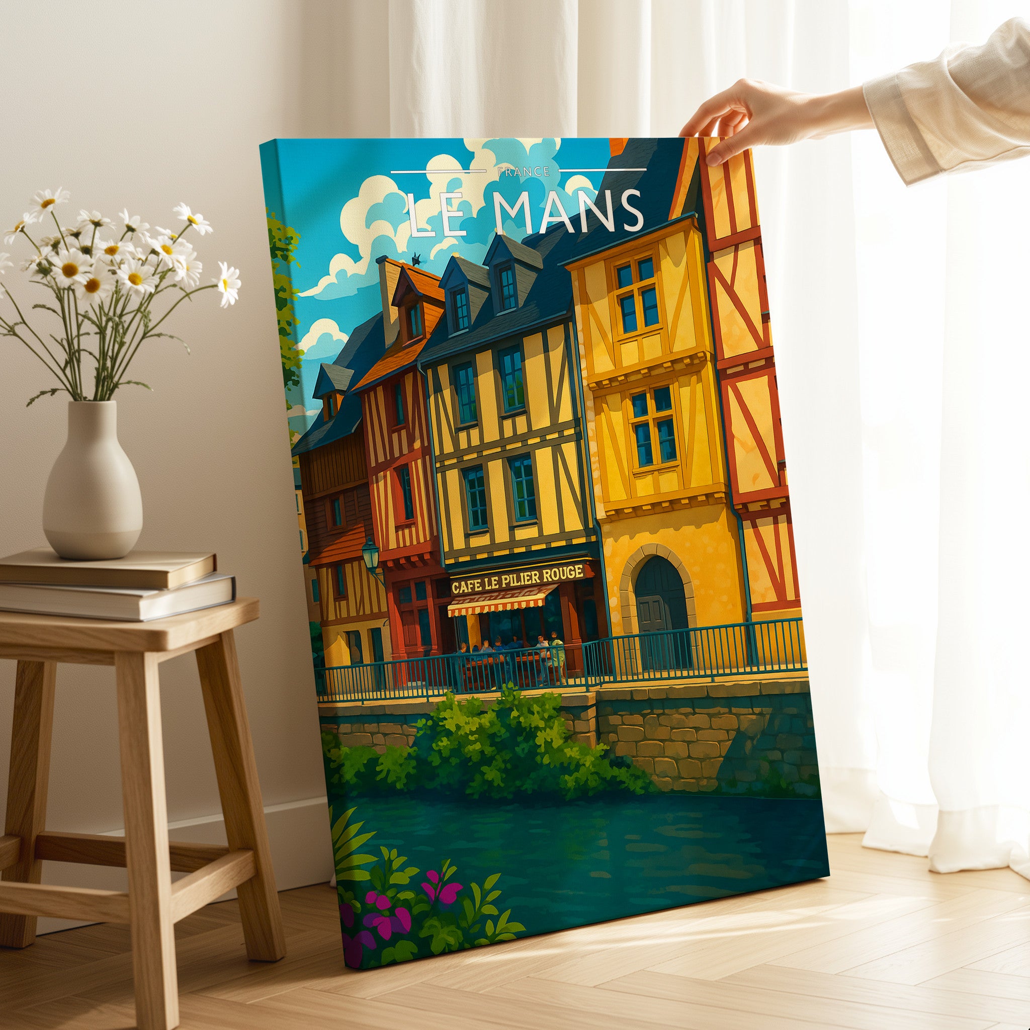 Le Mans Travel Poster as a gallery-wrapped canvas
