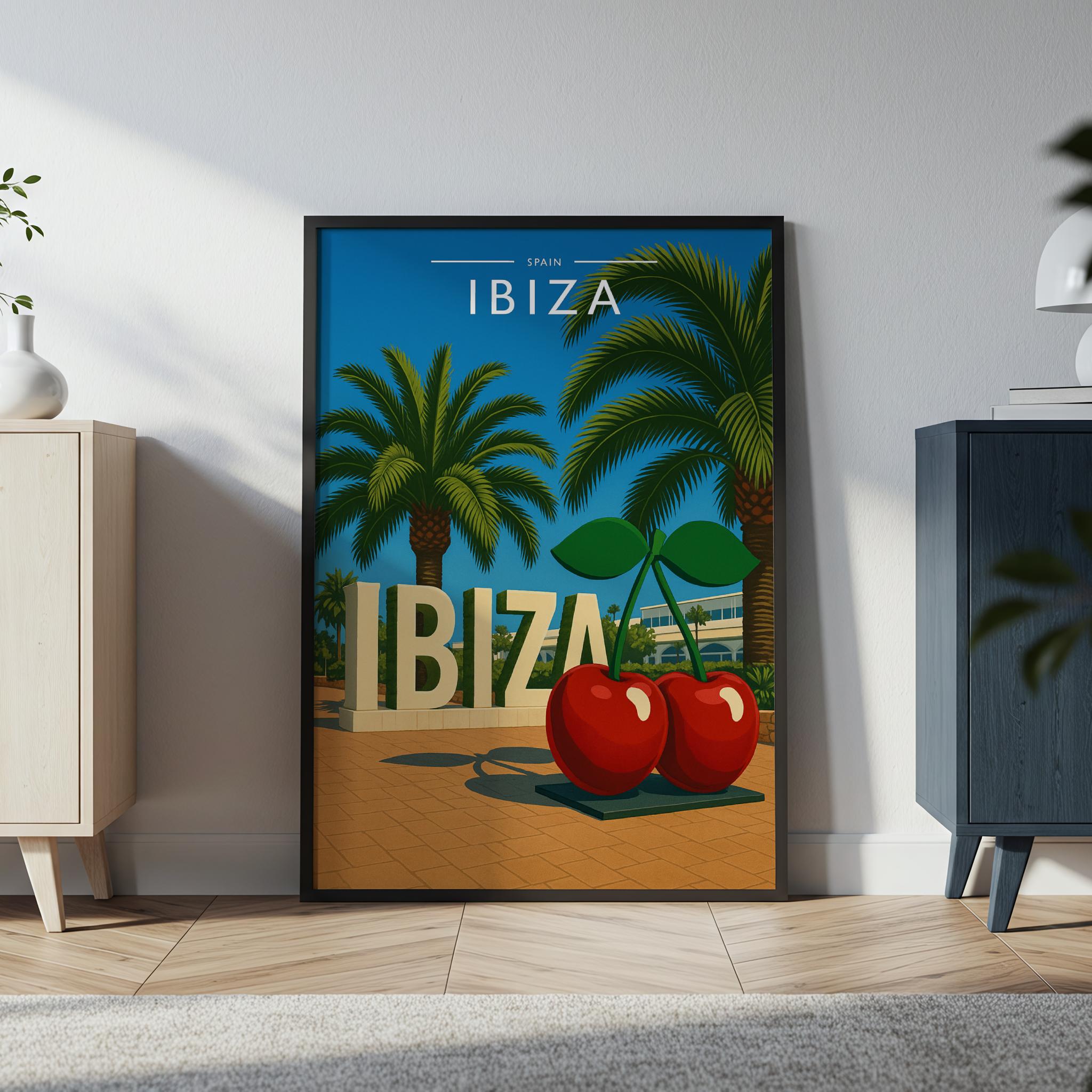 Ibiza #8 Travel Poster in a black frame